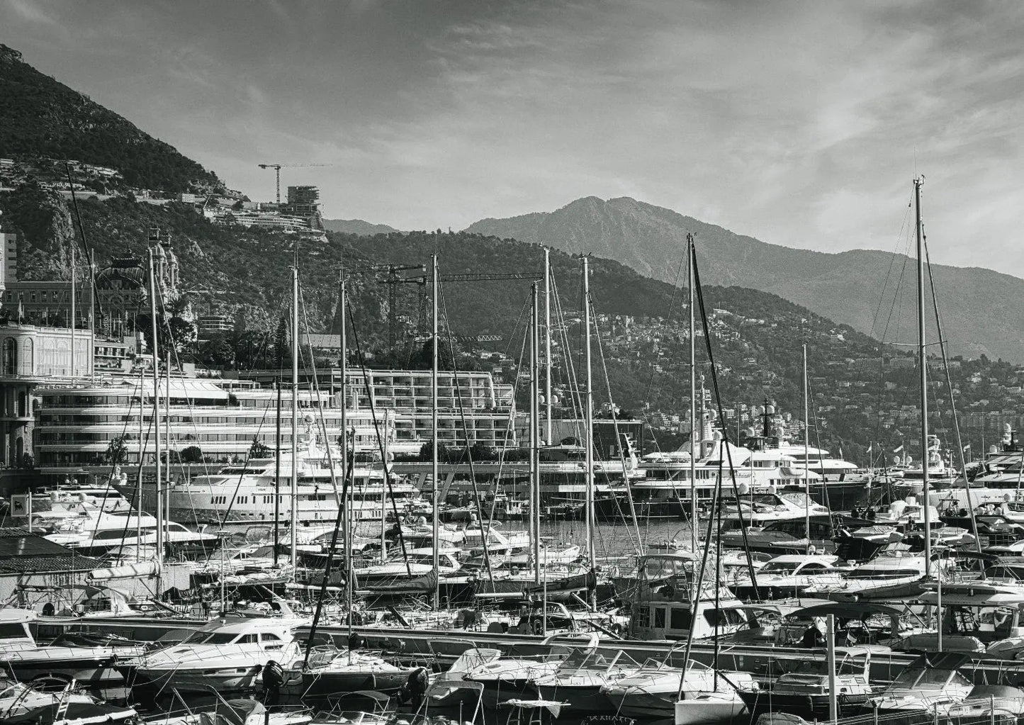Monaco Harbour Print - Grand Prix Historique - Monaco Poster - Black and White - office home decor - A4 A3 A2 - Festival Merch
