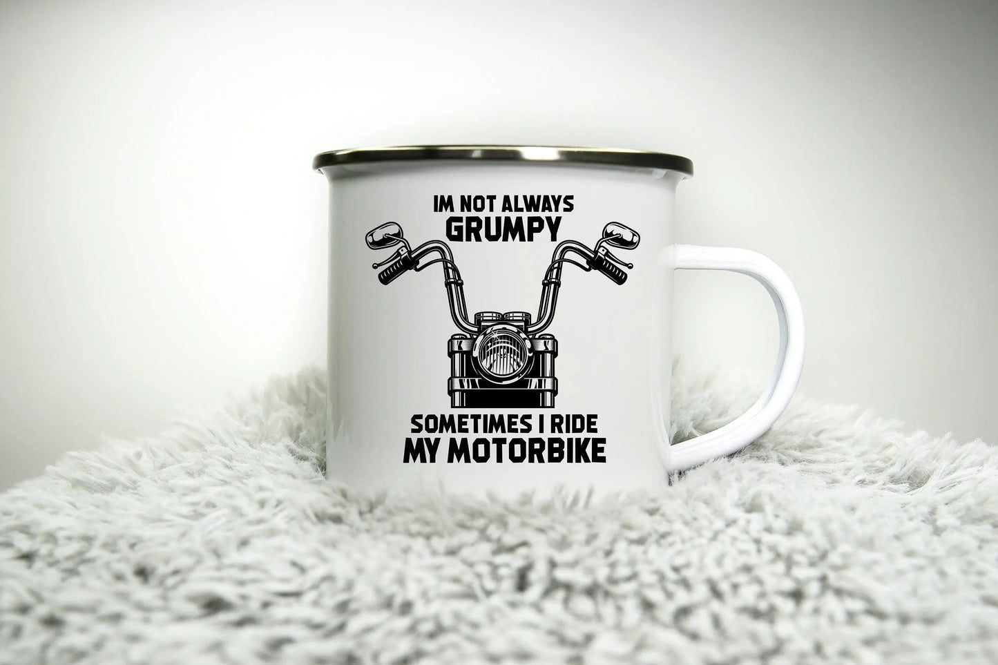 Not always Grumpy Some times I ride my motorbike gift - 12oz Camping Mug - Funny Biker for Dad Biker Grandad Cup Road Racing Road trip mug