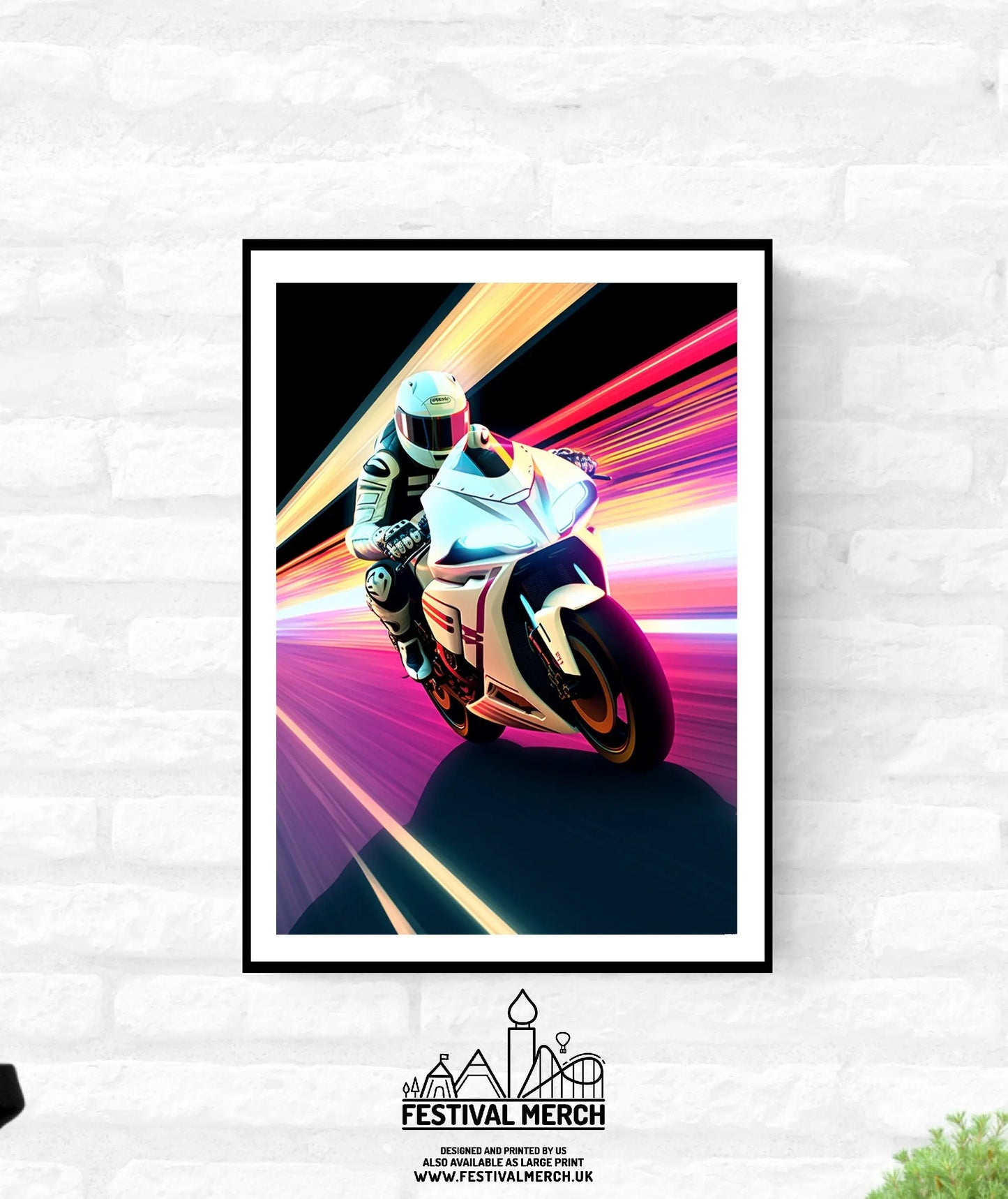 Futuristic Motor Bike Movie Style Poster Tron Inspired Motorsport Print Superbike High speed Art Print - A4 A3 A2 - Festival Merch