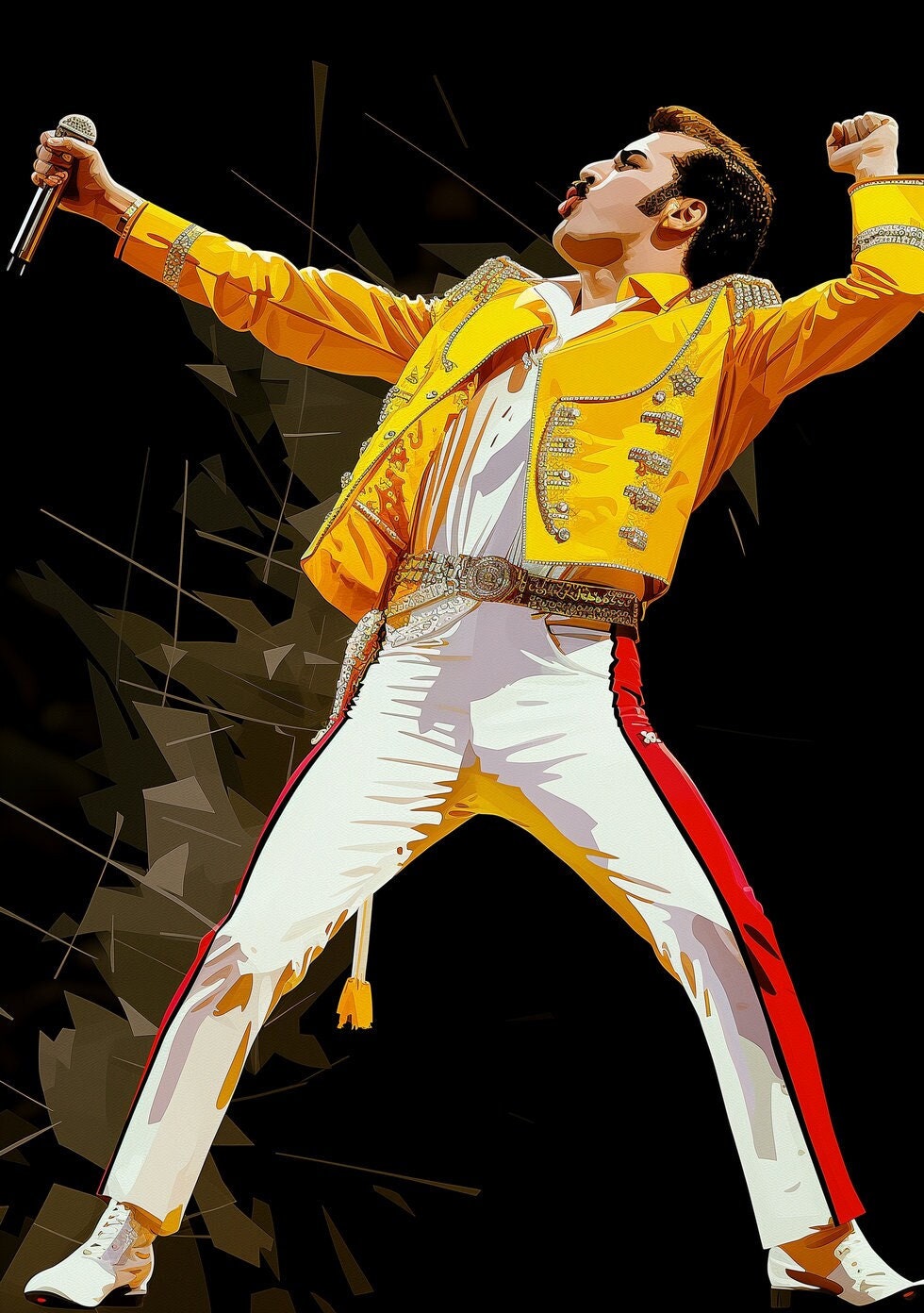 Freddie Mercury Art Famous Faces Music Musician Queen Celebrity Wall Art Print - A4 A3 A2 - Festival Merch