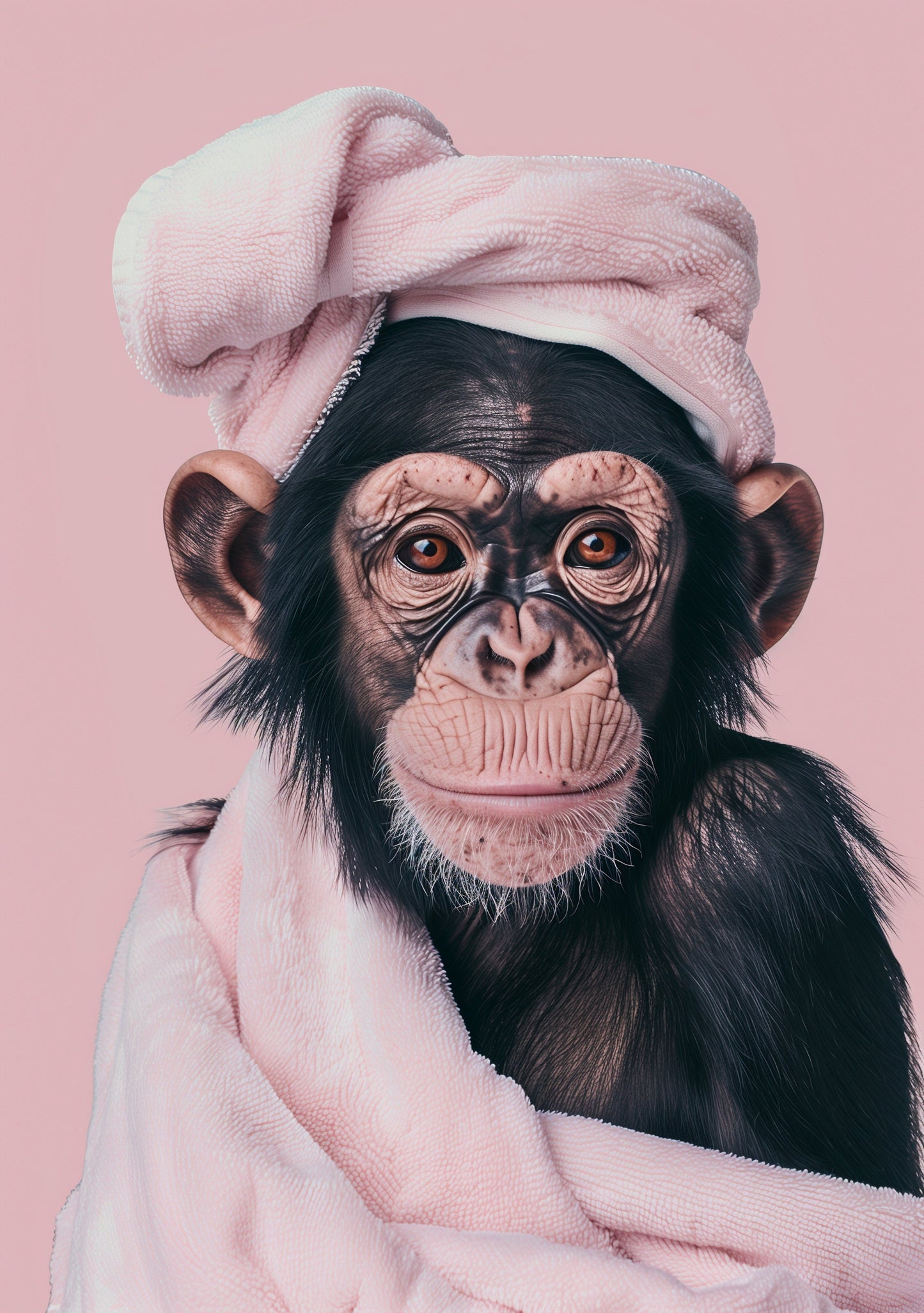 Funny Animal Wall Art Pink Monkey and towel out the Shower Bathroom print - A4 A3 A2 - Festival Merch