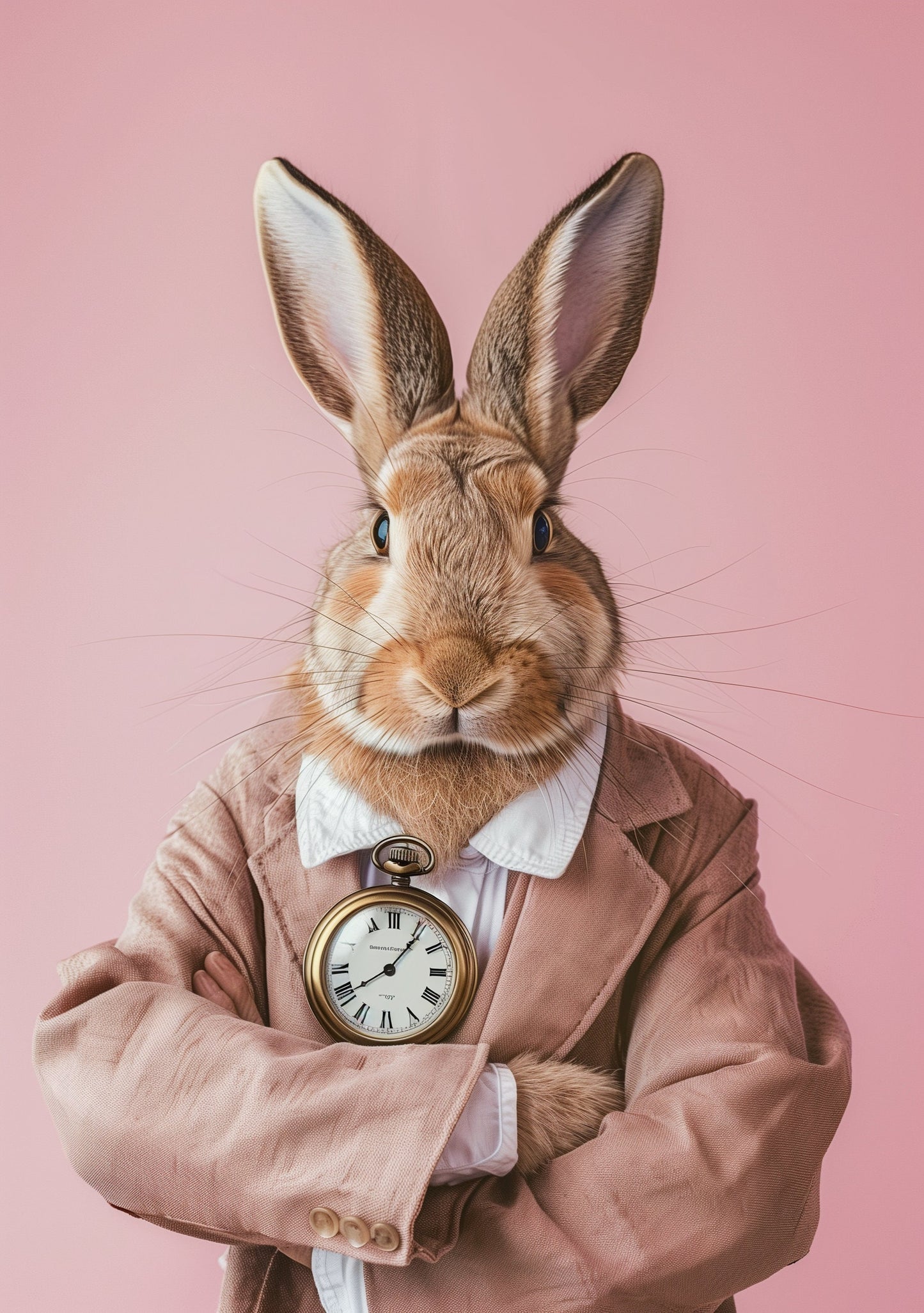 Funny Animal Wall Art Pink Rabbit Alice in wonderland you're late - A4 A3 A2 - Festival Merch