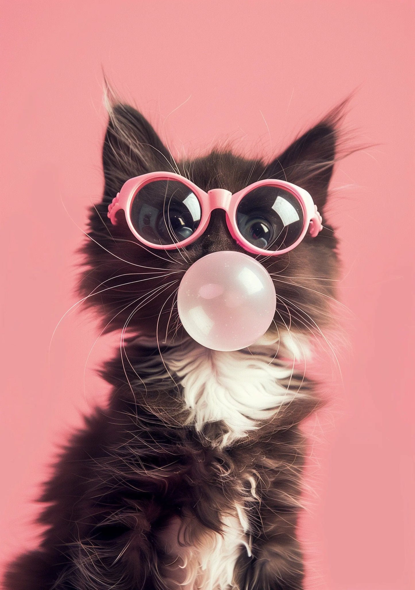 Funny Animal Wall Art Pink Cute Kitten - The Cat Lover - A4 A3 A2 - Festival Merch