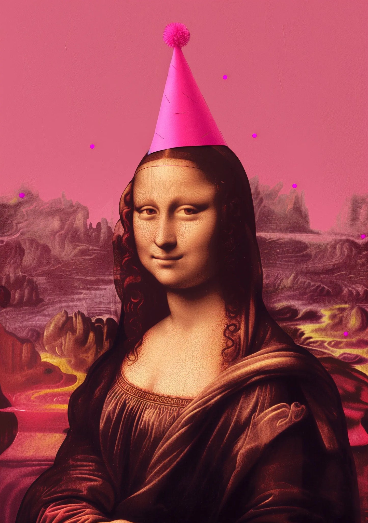 Party Mona Lisa oil painting funny - A4 A3 A2 - Festival Merch