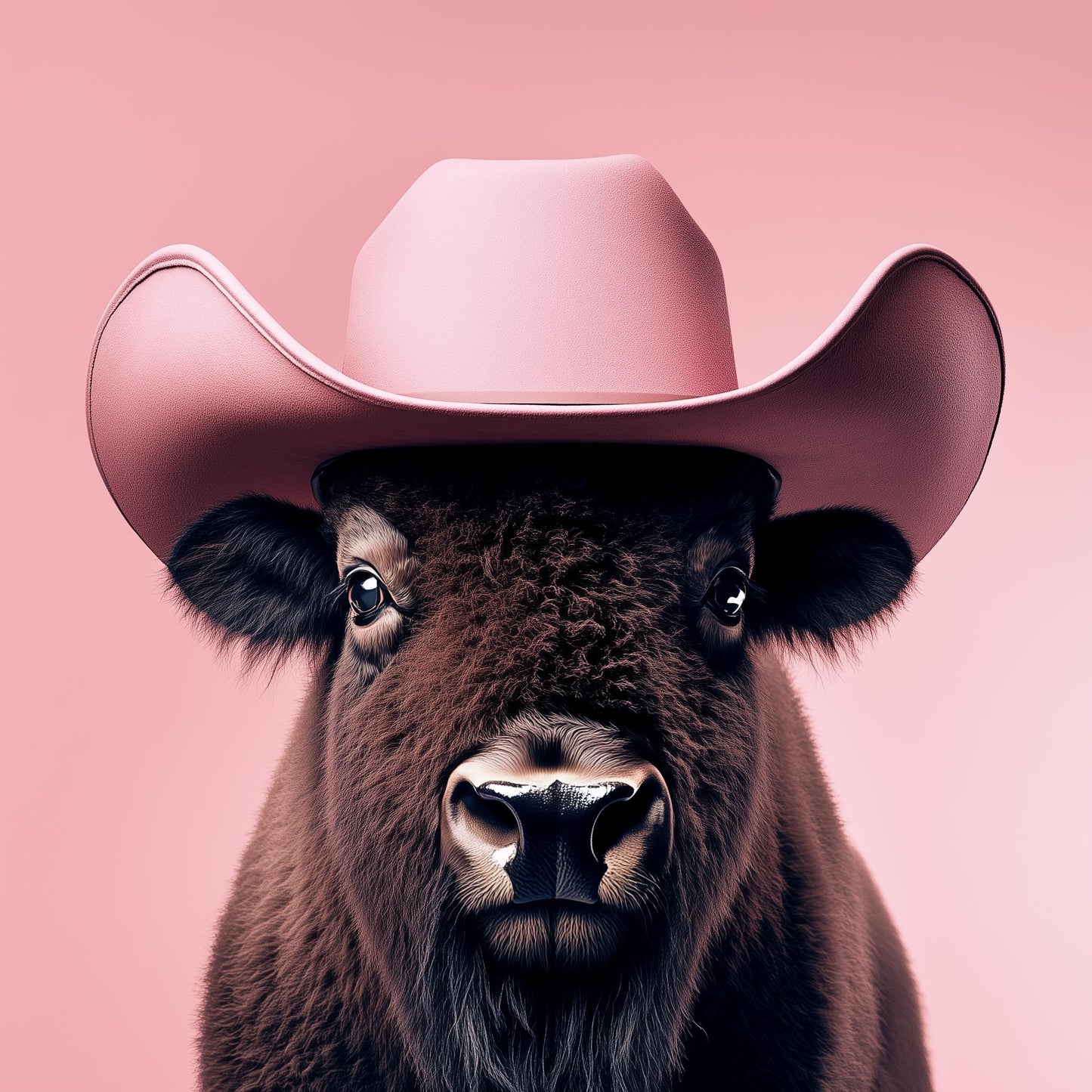 Funny Animal Wall Art American Buffalo wearing cowboy hat cowgirl hat Tropical - A4 A3 A2 - Festival Merch