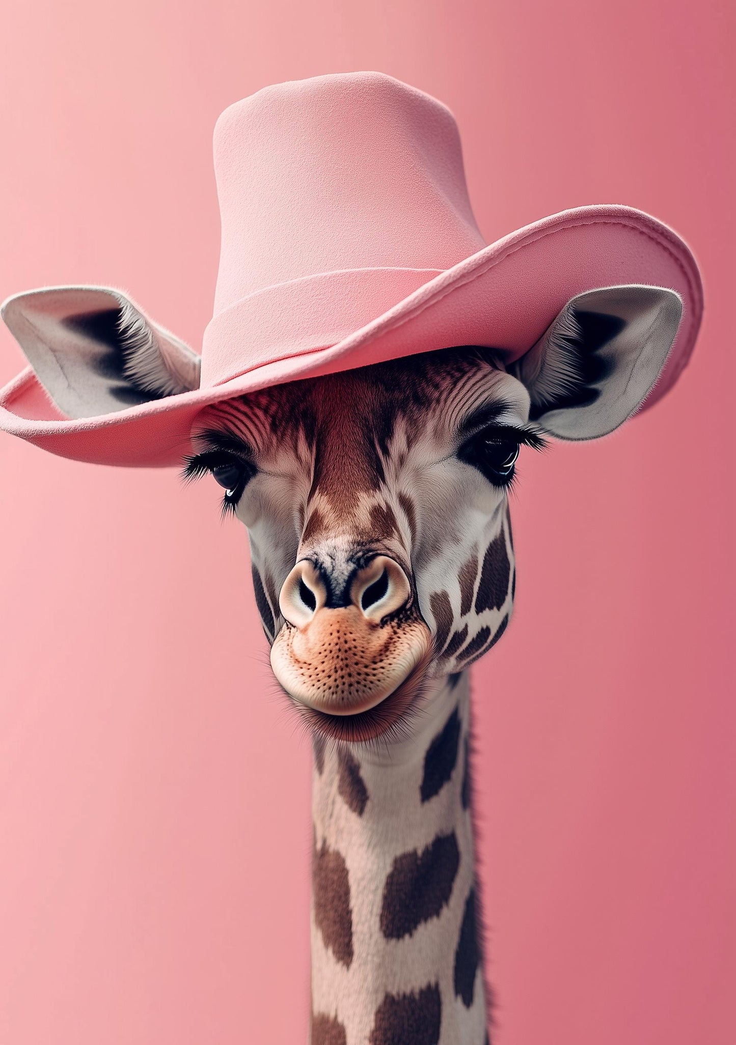 Funny Animal Wall Art Giraffe wearing cowboy hat cowgirl hat Tropical - A4 A3 A2 - Festival Merch