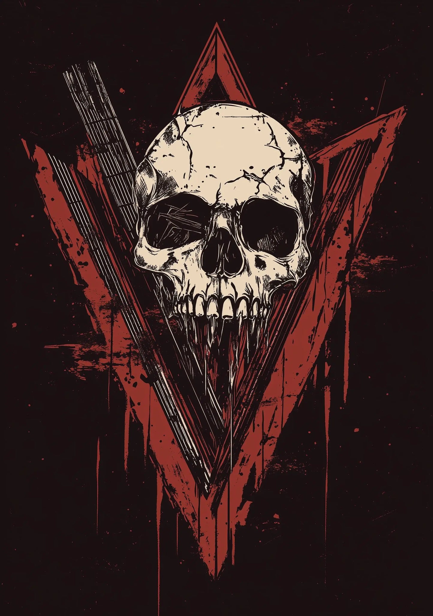 Premium Quality Art Print - Music Print Rock n Roll Skull Guitar Punk Alternative Prog Skeleton Music Festival - A4 A3 A2 - Festival Merch