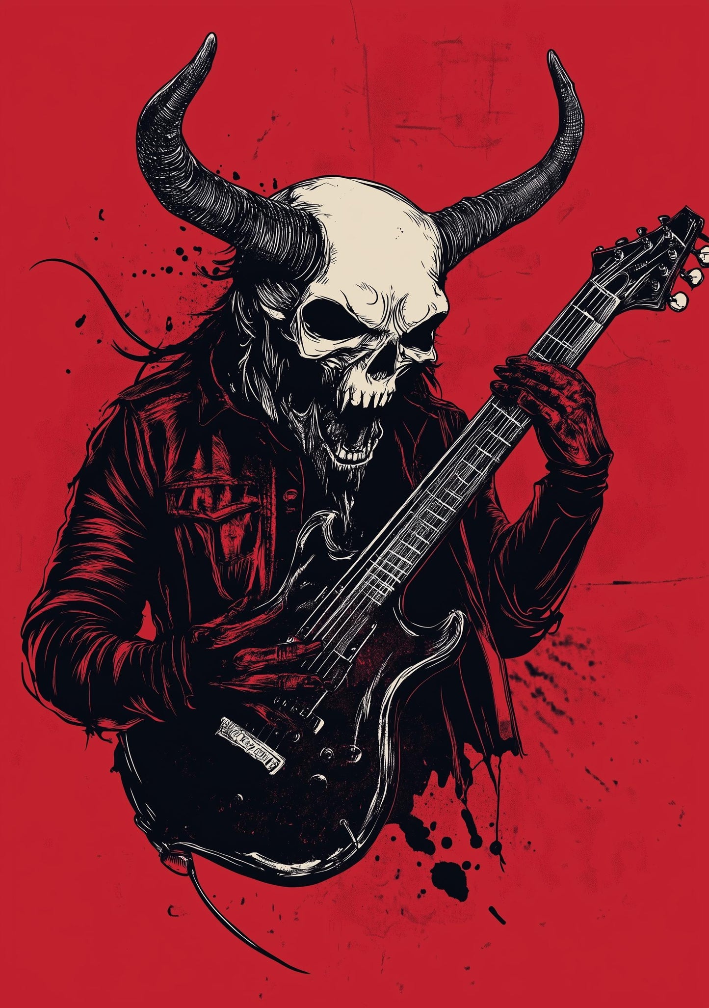 Premium Quality Art Print - Music Print Rock n Roll Skull Guitar Punk Alternative Prog Skeleton Music Festival - A4 A3 A2 - Festival Merch