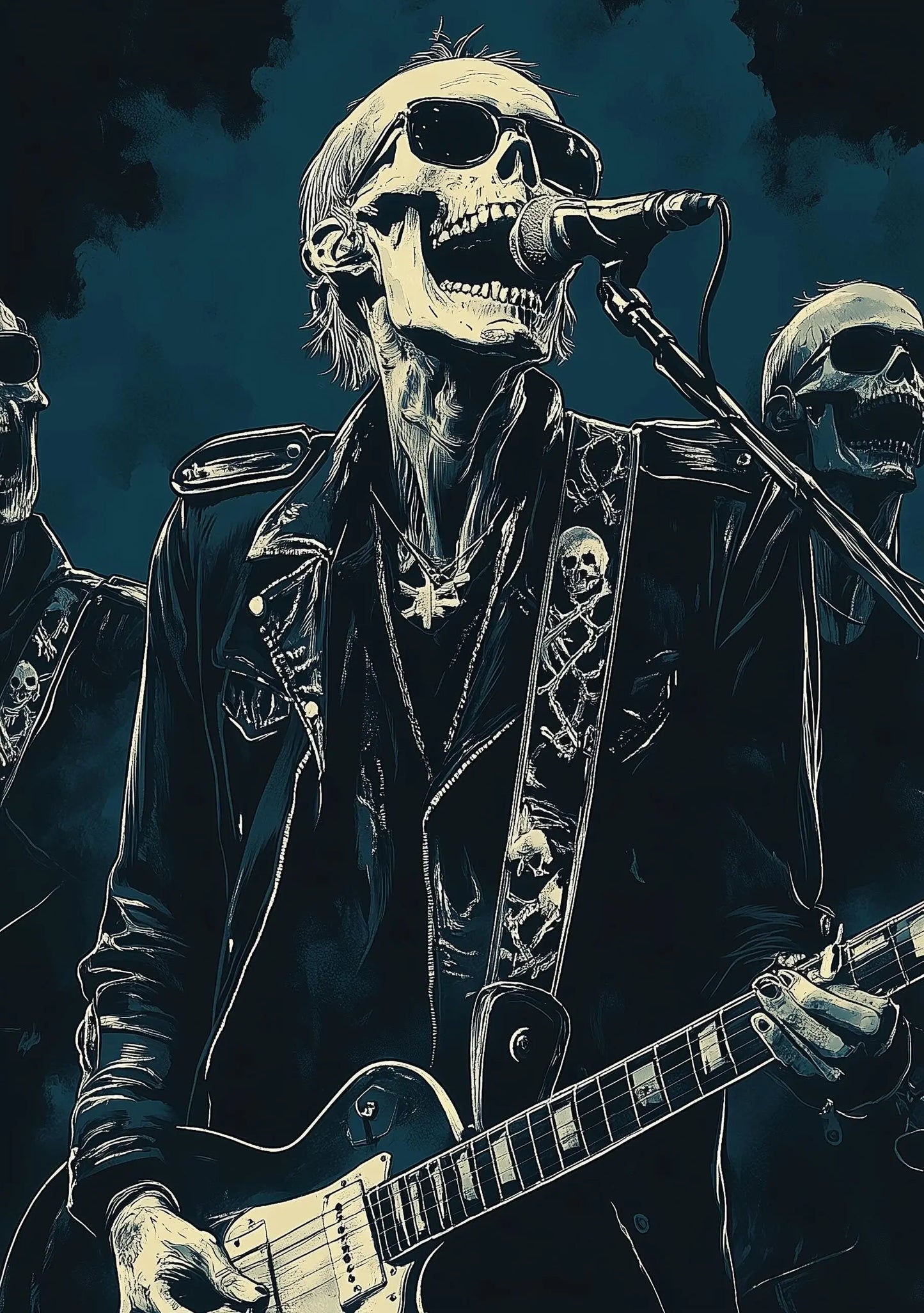 Premium Quality Art Print - Music Print Rock n Roll Skull Guitar Punk Alternative Prog Skeleton Music Festival - A4 A3 A2 - Festival Merch