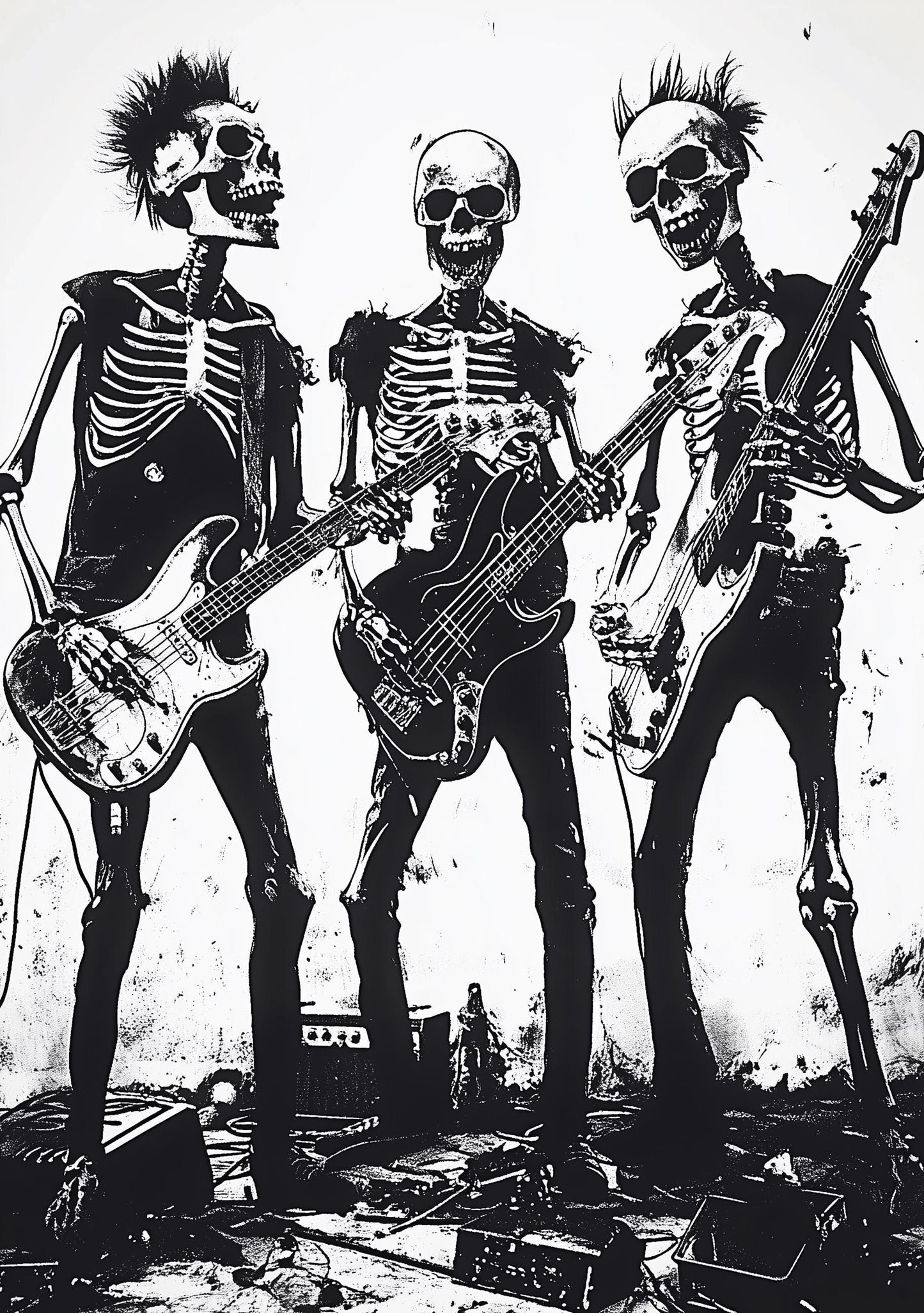 Premium Quality Art Print - Music Print Rock n Roll Skull Guitar Punk Alternative Prog Skeleton Music Festival - A4 A3 A2 - Festival Merch