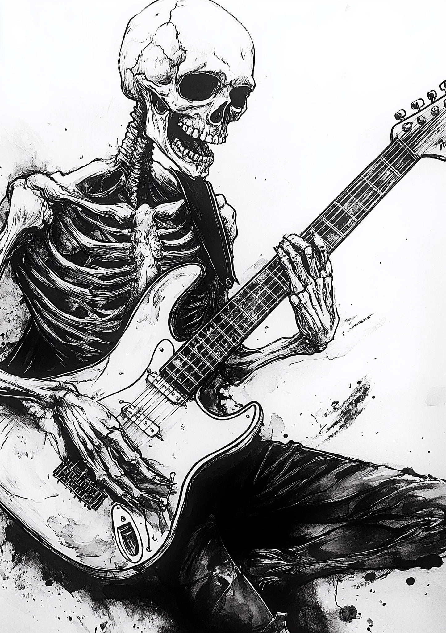 Premium Quality Art Print - Music Print Rock n Roll Skull Guitar Punk Alternative Prog Skeleton Music Festival - A4 A3 A2 - Festival Merch
