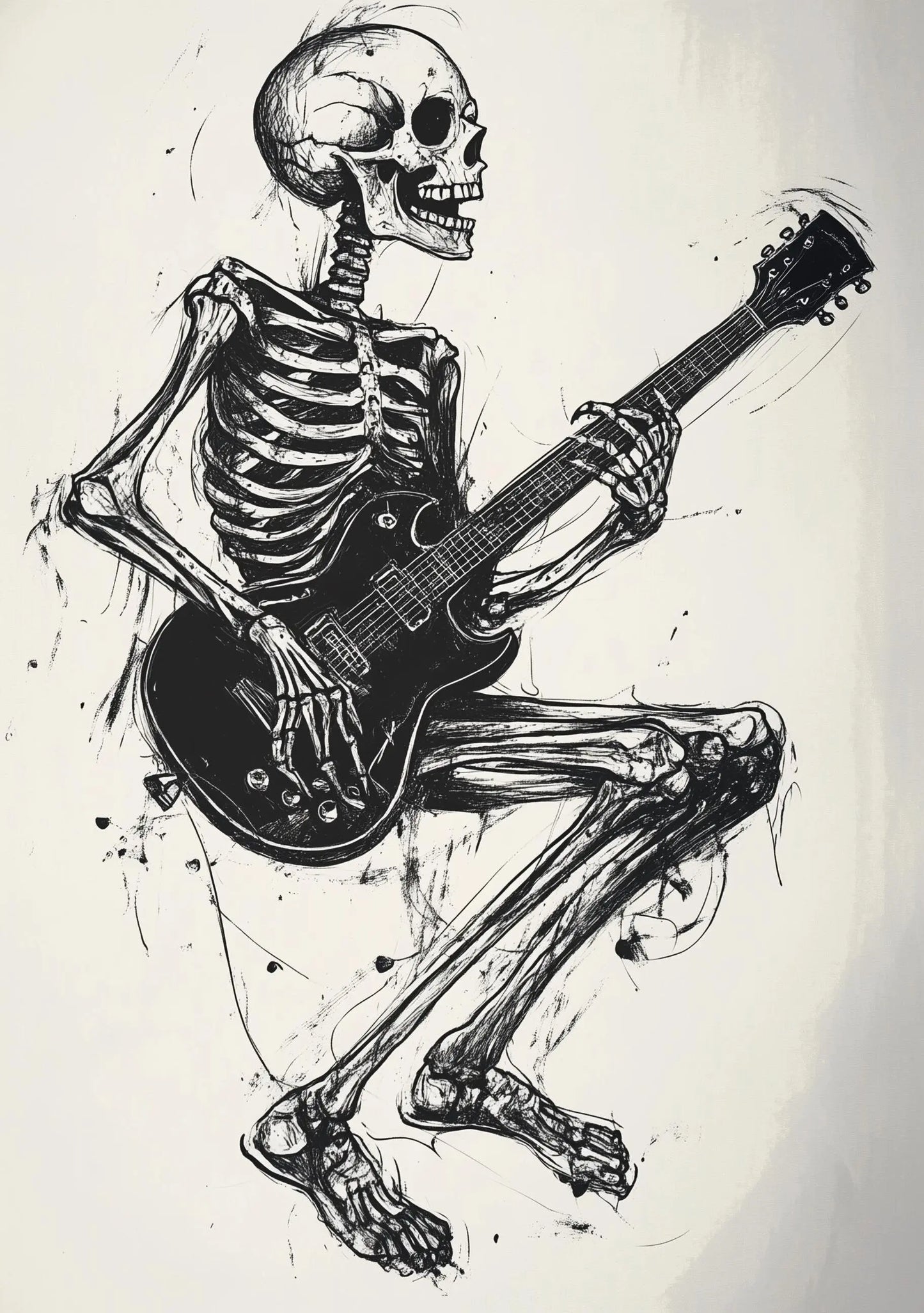 Premium Quality Art Print - Music Print Rock n Roll Skull Guitar Punk Alternative Prog Skeleton Music Festival - A4 A3 A2 - Festival Merch