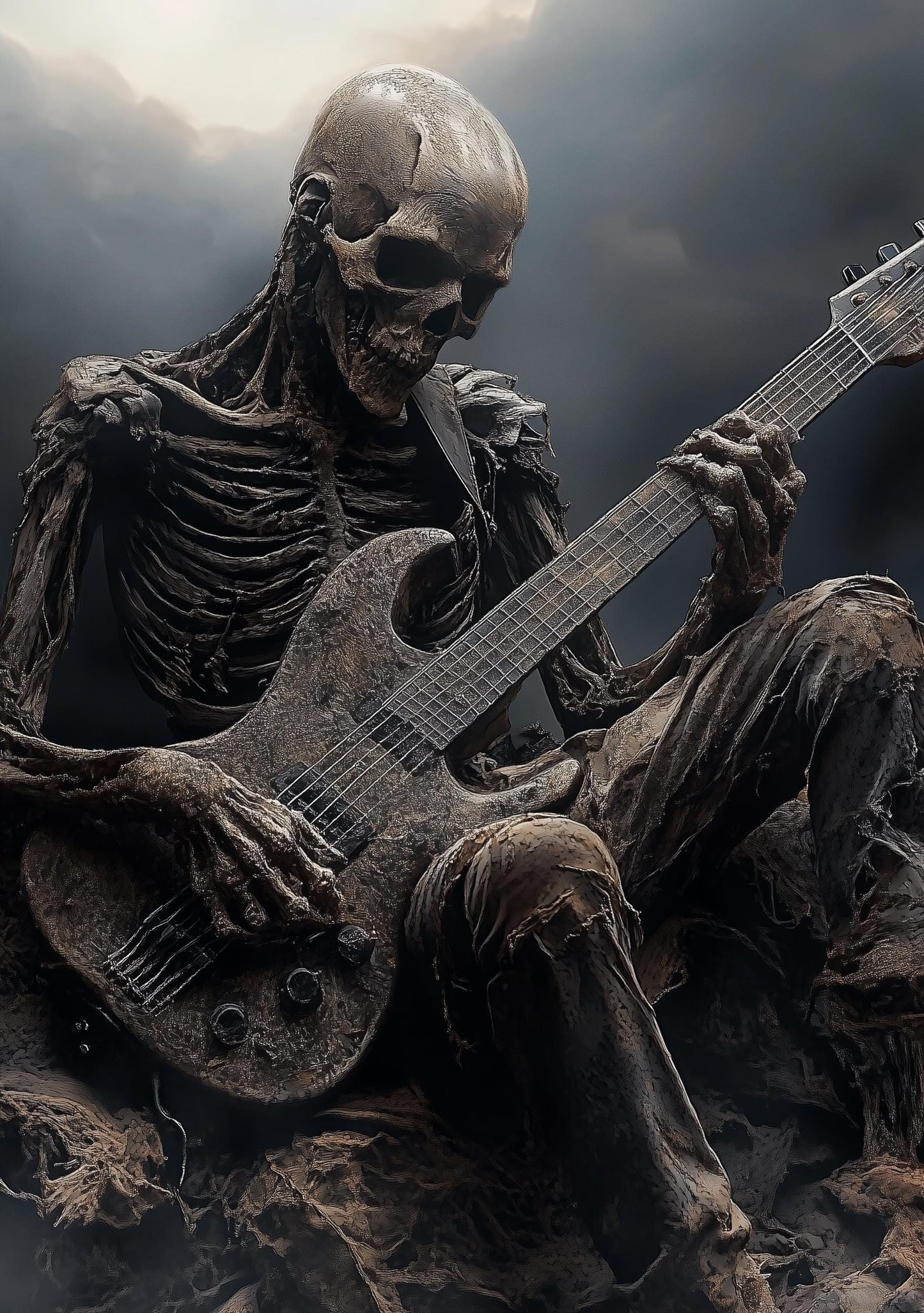 Premium Quality Art Print - Music Print Rock n Roll Skull Guitar Punk Alternative Prog Skeleton Music Festival - A4 A3 A2 - Festival Merch