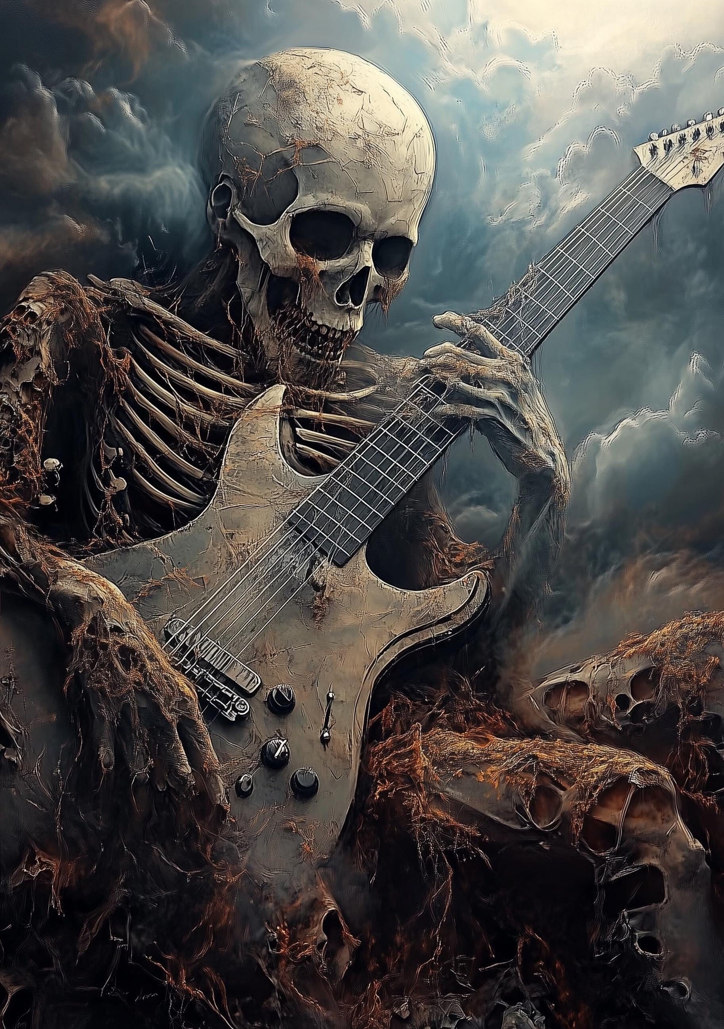 Premium Quality Art Print - Music Print Rock n Roll Skull Guitar Punk Alternative Prog Skeleton Music Festival - A4 A3 A2 - Festival Merch