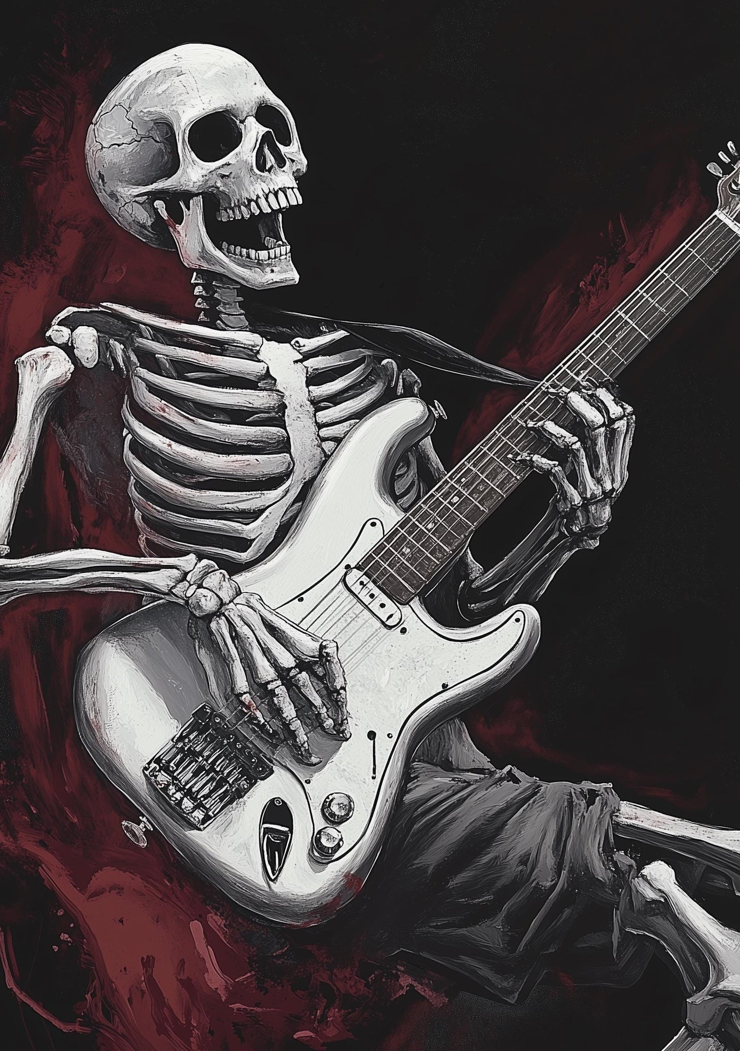 Premium Quality Art Print - Music Print Rock n Roll Skull Guitar Punk Alternative Prog Skeleton Music Festival - A4 A3 A2 - Festival Merch