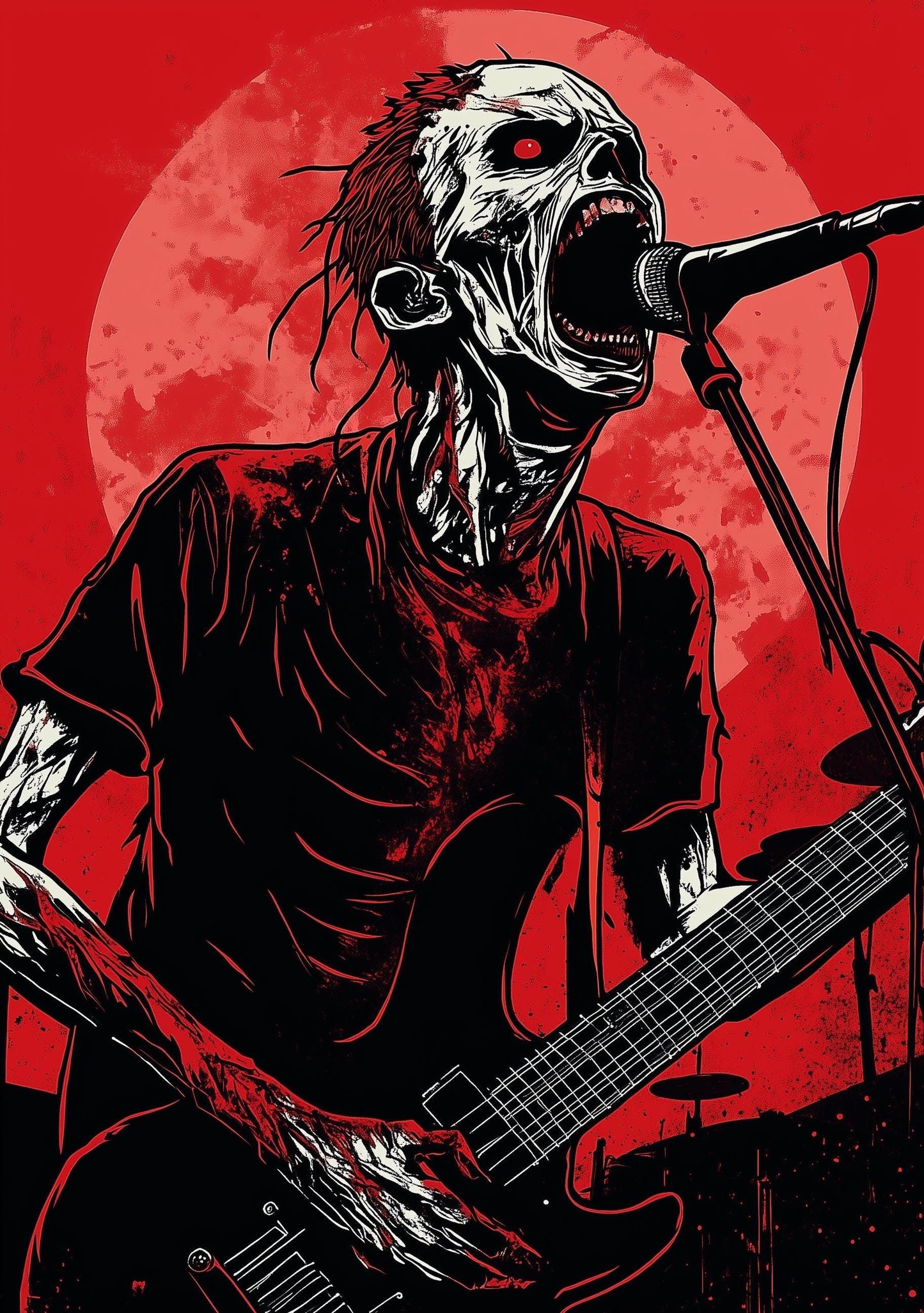 Premium Quality Art Print - Music Print Rock n Roll Skull Guitar Punk Alternative Prog Skeleton Music Festival - A4 A3 A2 - Festival Merch