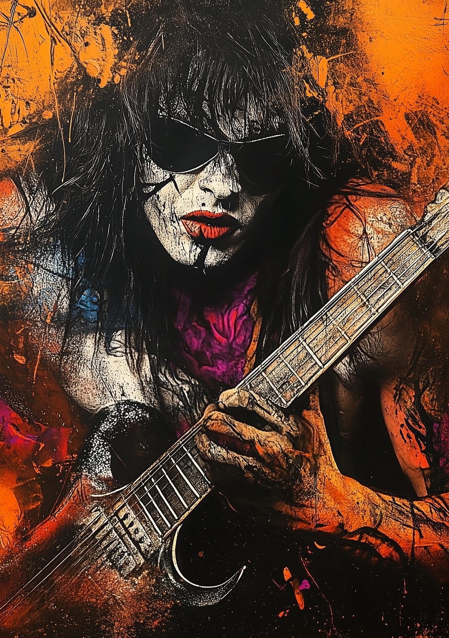 Premium Quality Art Print - Music Print Rock n Roll Skull Guitar Punk Alternative Prog Skeleton Music Festival - A4 A3 A2 - Festival Merch