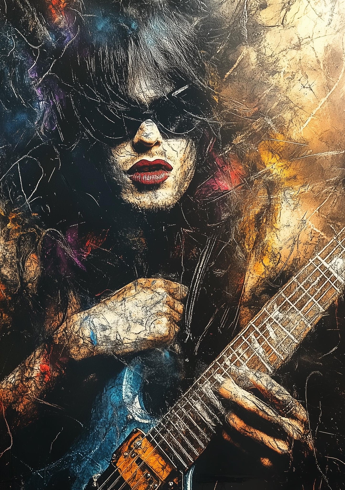 Premium Quality Art Print - Music Print Rock n Roll Skull Guitar Punk Alternative Prog Skeleton Music Festival - A4 A3 A2 - Festival Merch