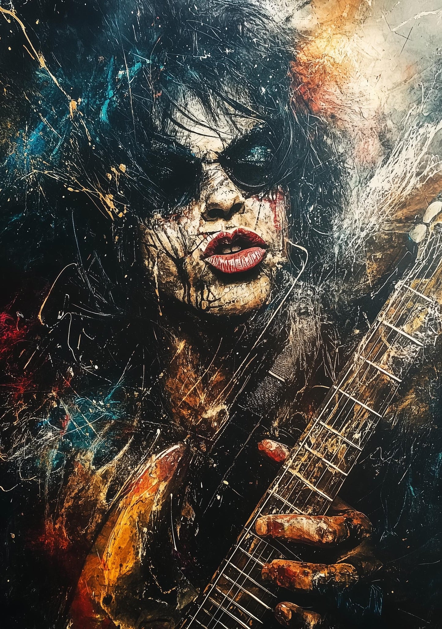 Premium Quality Art Print - Music Print Rock n Roll Skull Guitar Punk Alternative Prog Skeleton Music Festival - A4 A3 A2 - Festival Merch