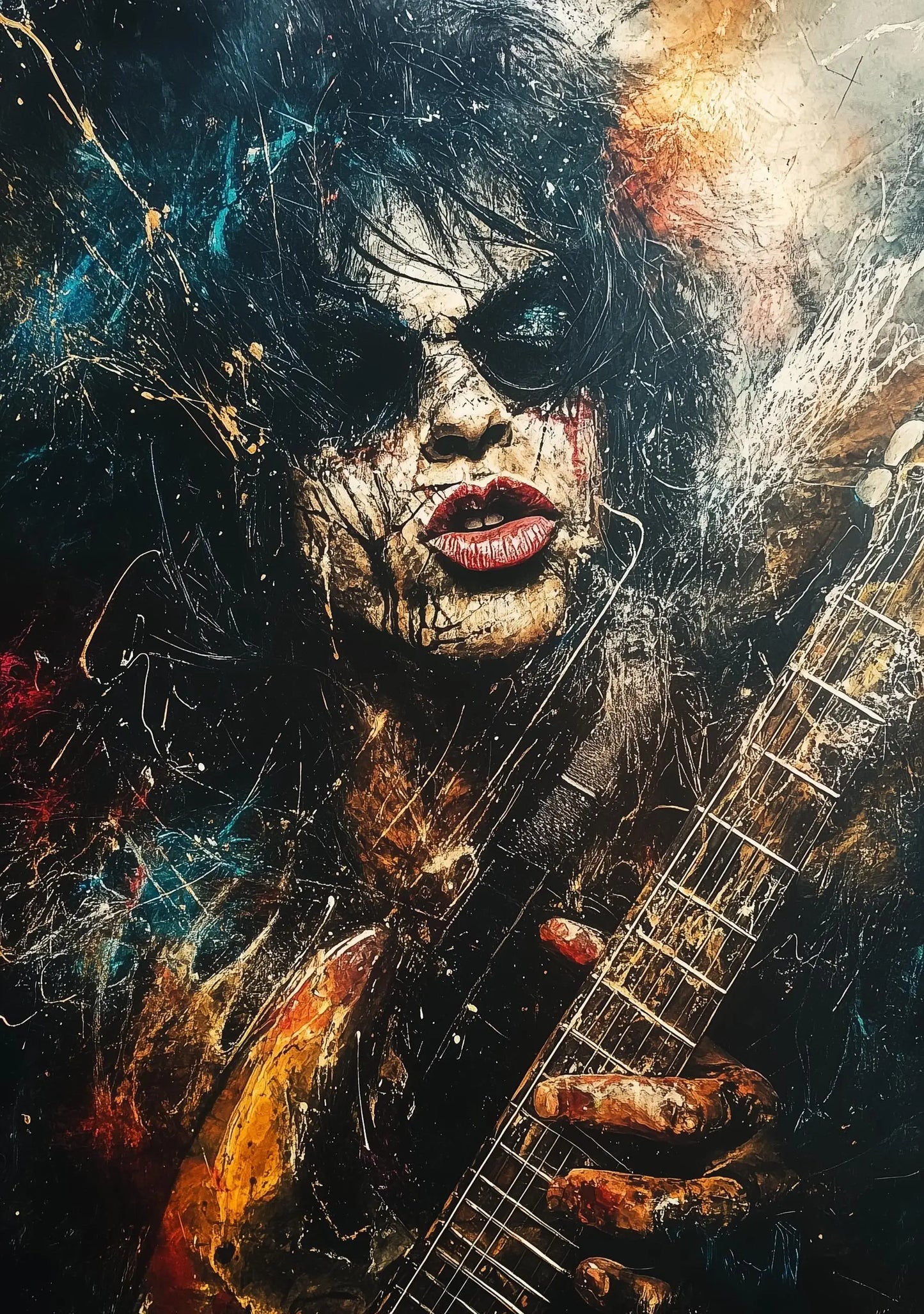 Premium Quality Art Print - Music Print Rock n Roll Skull Guitar Punk Alternative Prog Skeleton Music Festival - A4 A3 A2 - Festival Merch