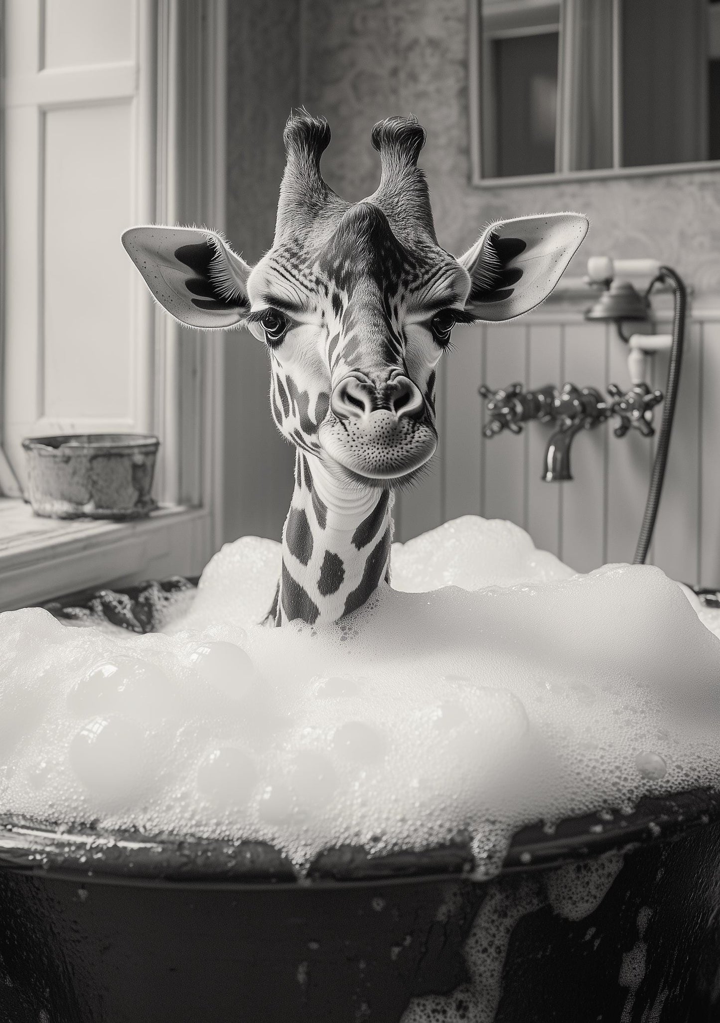 Funny bathroom Animal Giraffe Print | Premium Quality UK British Printers | - Cute Bathroom art toilet restroom Print rest room