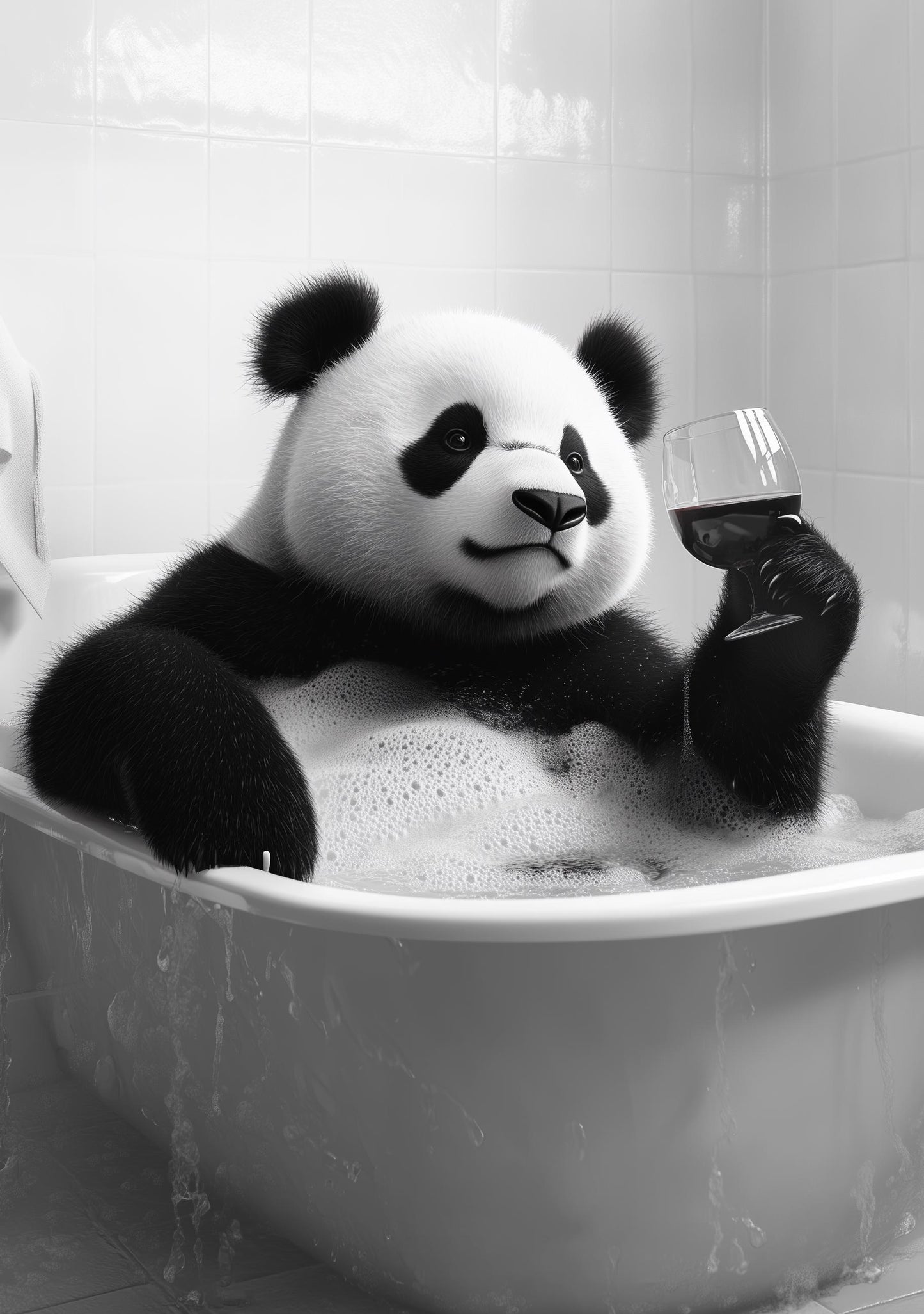 Funny bathroom Animal Panda Print | Premium Quality UK British Printers | - Bathroom art toilet restroom Print rest room