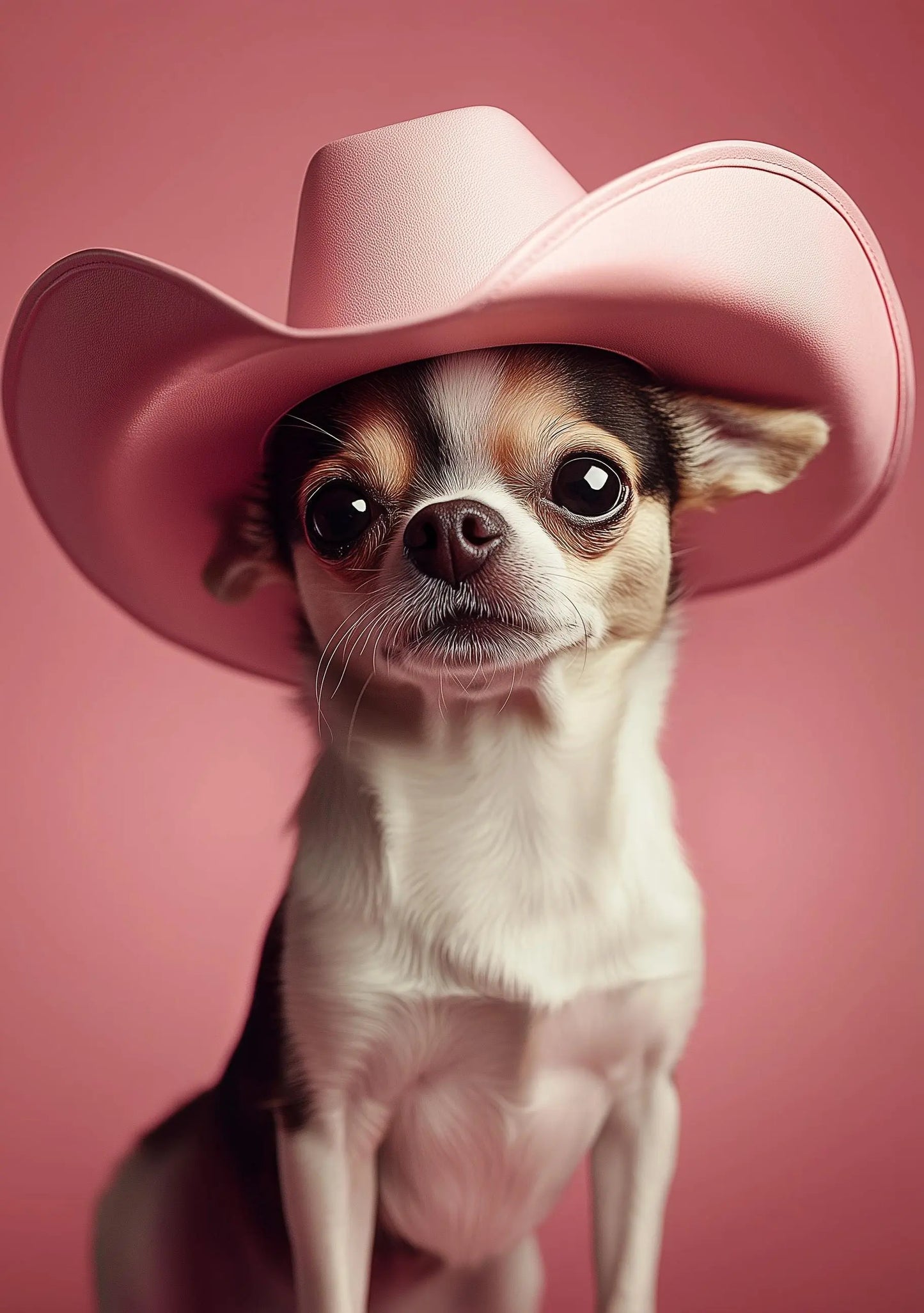 Funny Animal Wall Art Chihuahua wearing cowboy hat cowgirl hat Tropical - A4 A3 A2 - Festival Merch