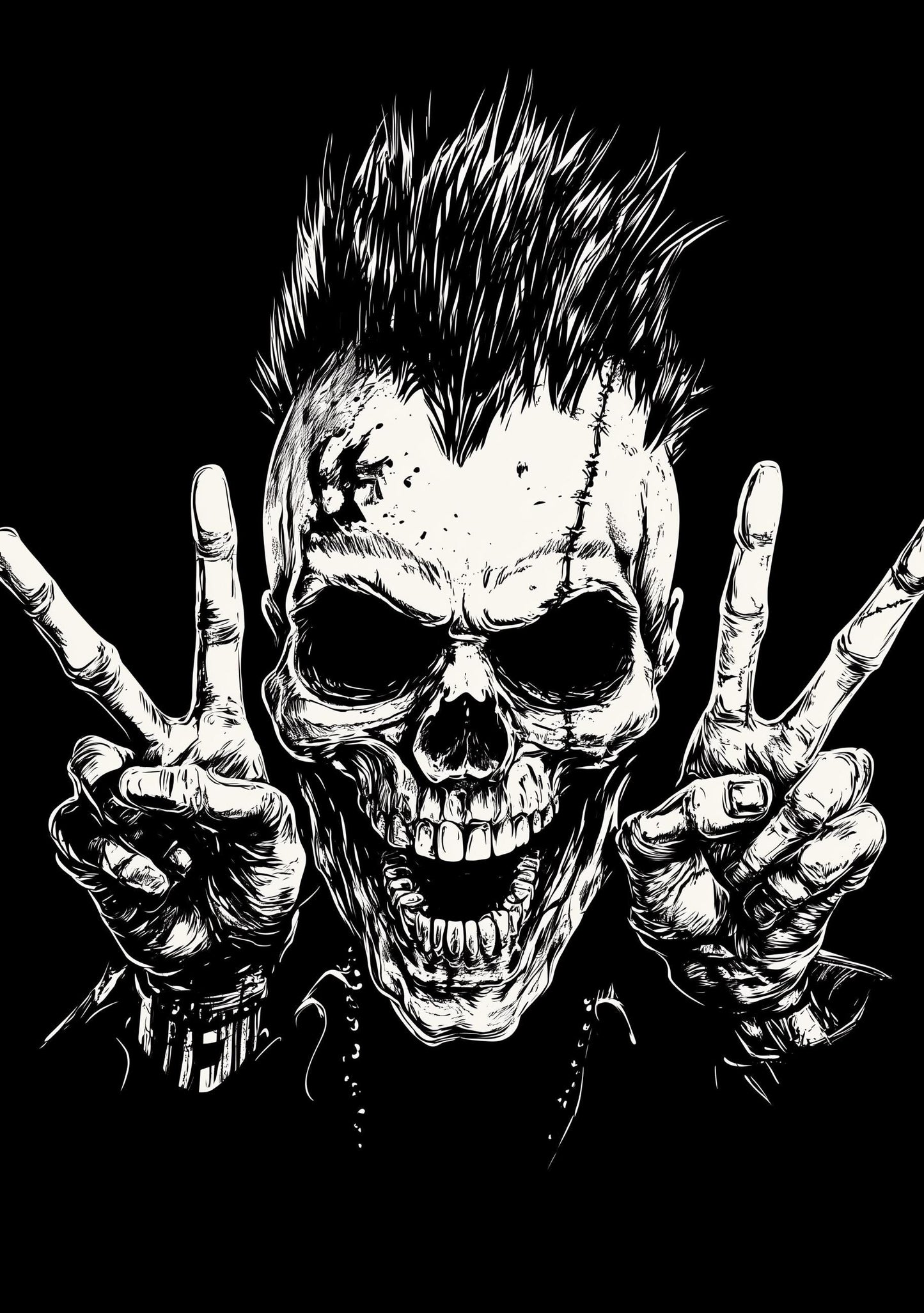 Premium Quality Art Print - Music Print Rock n Roll Skull Guitar Punk Alternative Prog Skeleton Music Festival - A4 A3 A2 - Festival Merch