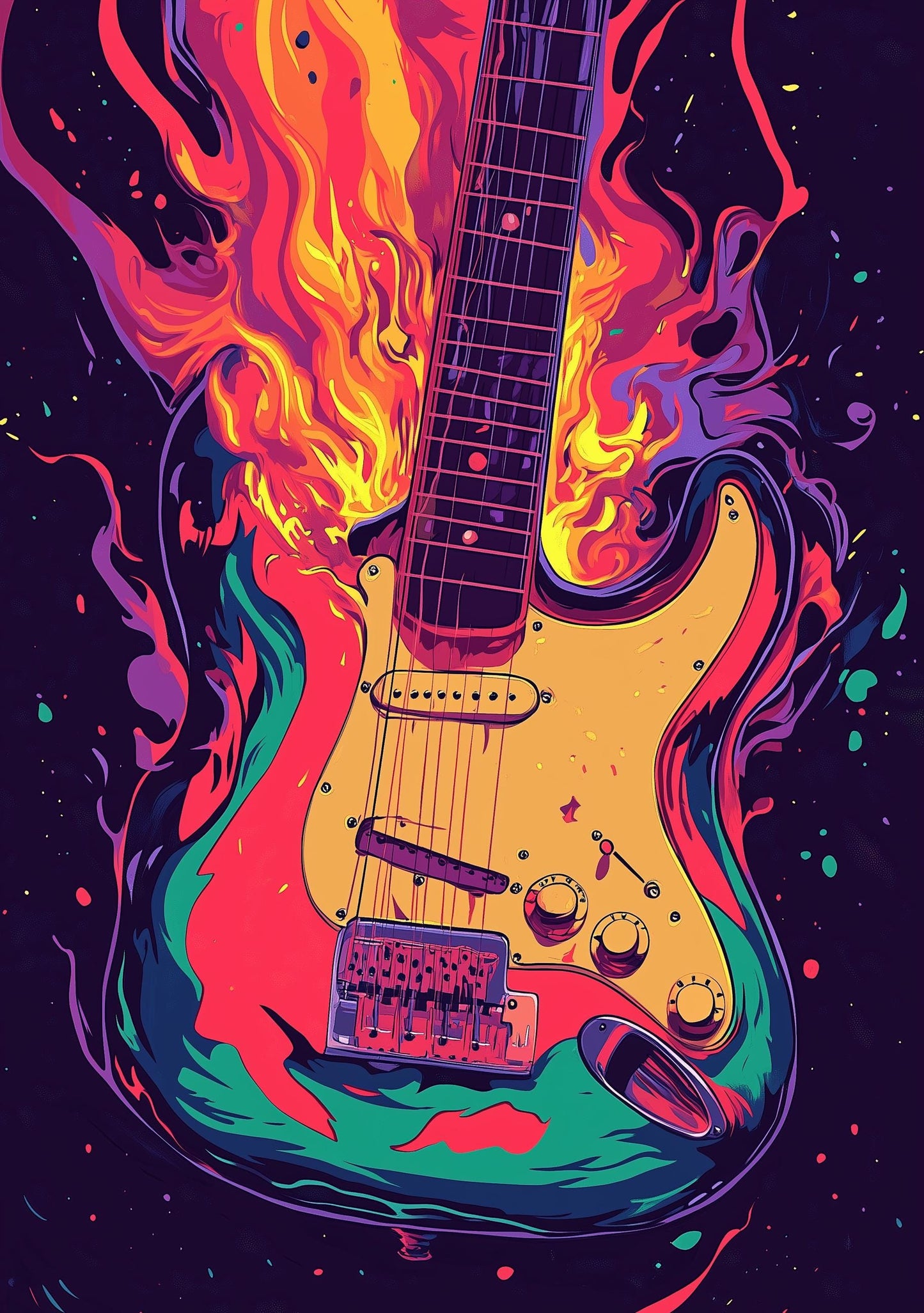 Premium Quality Art Print - Music Print Rock n Roll Skull Guitar Punk Alternative Prog Skeleton Music Festival - A4 A3 A2 - Festival Merch