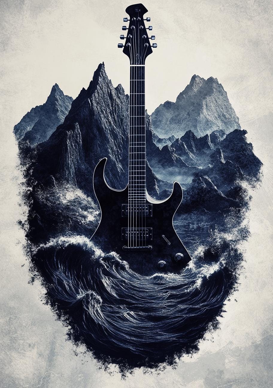 Premium Quality Art Print - Music Print Rock n Roll Skull Guitar Punk Alternative Prog Skeleton Music Festival - A4 A3 A2 - Festival Merch