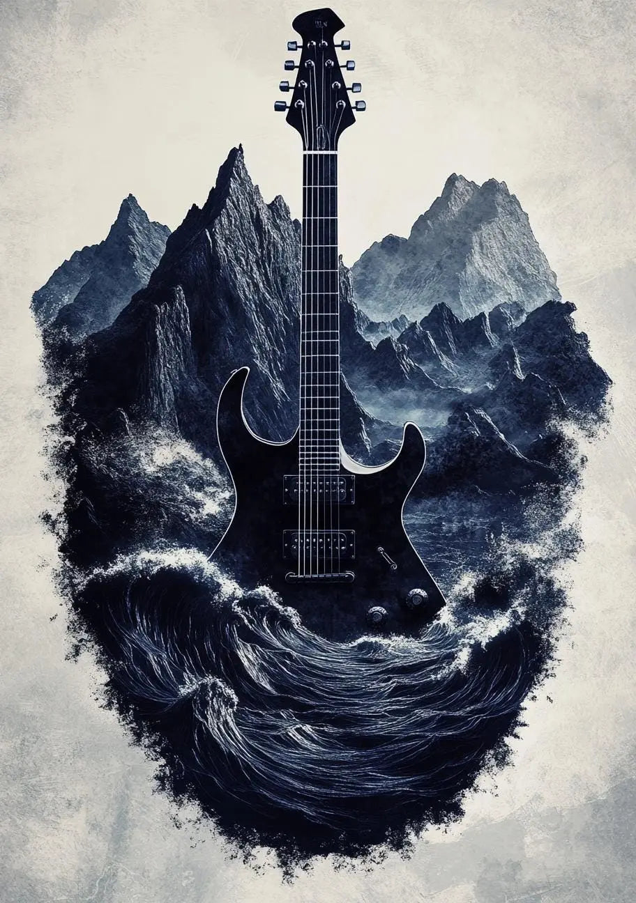 Premium Quality Art Print - Music Print Rock n Roll Skull Guitar Punk Alternative Prog Skeleton Music Festival - A4 A3 A2 - Festival Merch