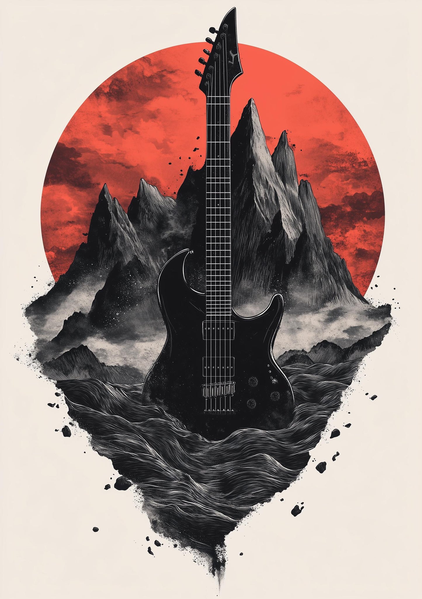 Premium Quality Art Print - Music Print Rock n Roll Skull Guitar Punk Alternative Prog Skeleton Music Festival - A4 A3 A2 - Festival Merch