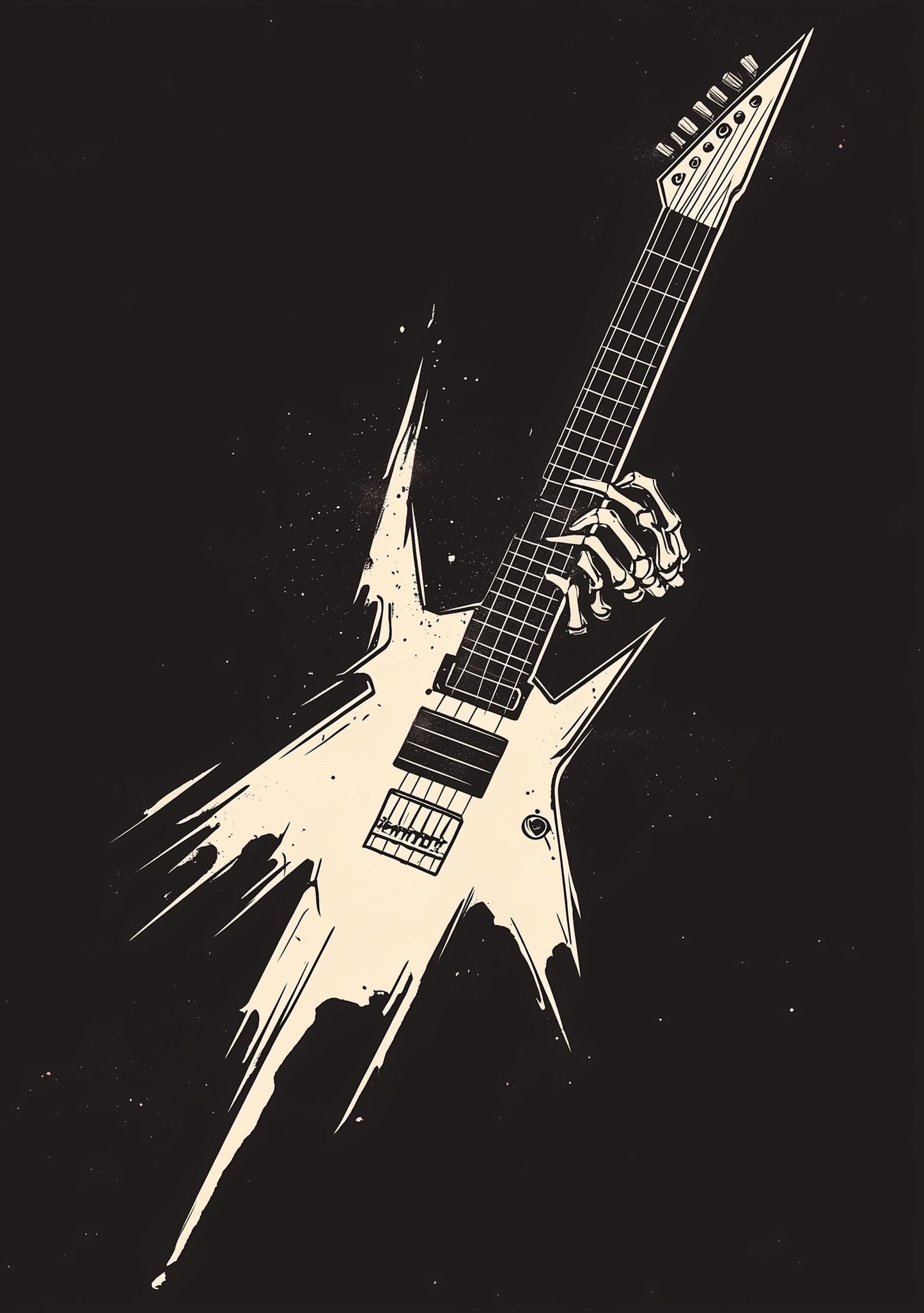 Premium Quality Art Print - Music Print Rock n Roll Skull Guitar Punk Alternative Prog Skeleton Music Festival - A4 A3 A2 - Festival Merch