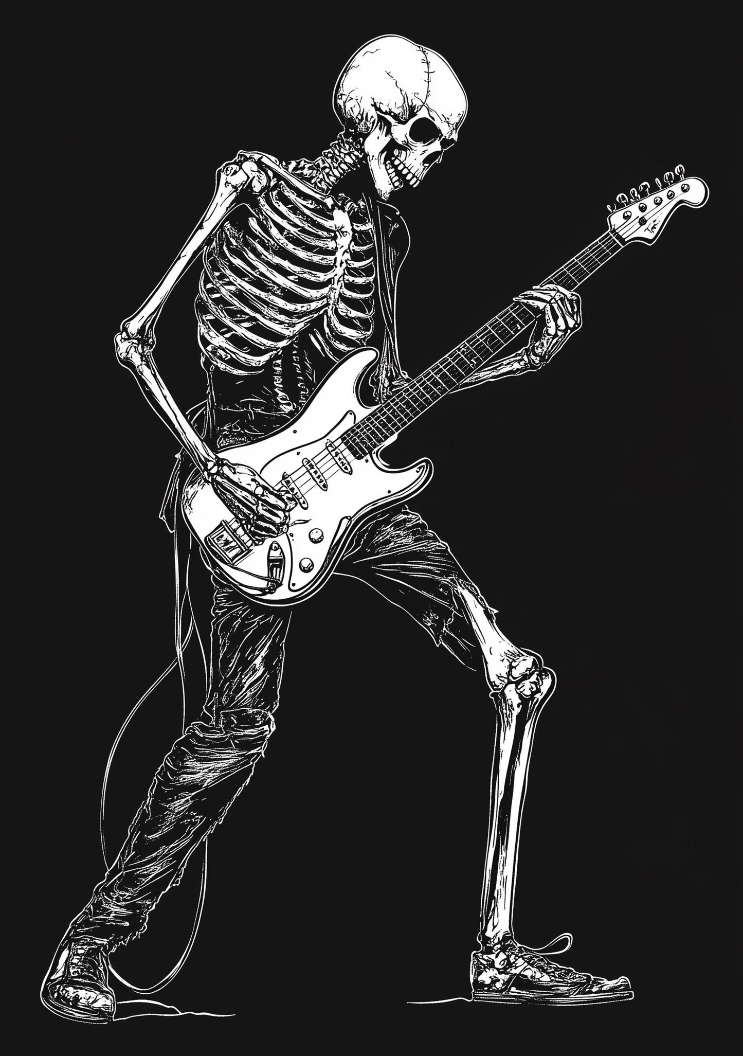 Premium Quality Art Print - Music Print Rock n Roll Skull Guitar Punk Alternative Prog Skeleton Music Festival - A4 A3 A2 - Festival Merch