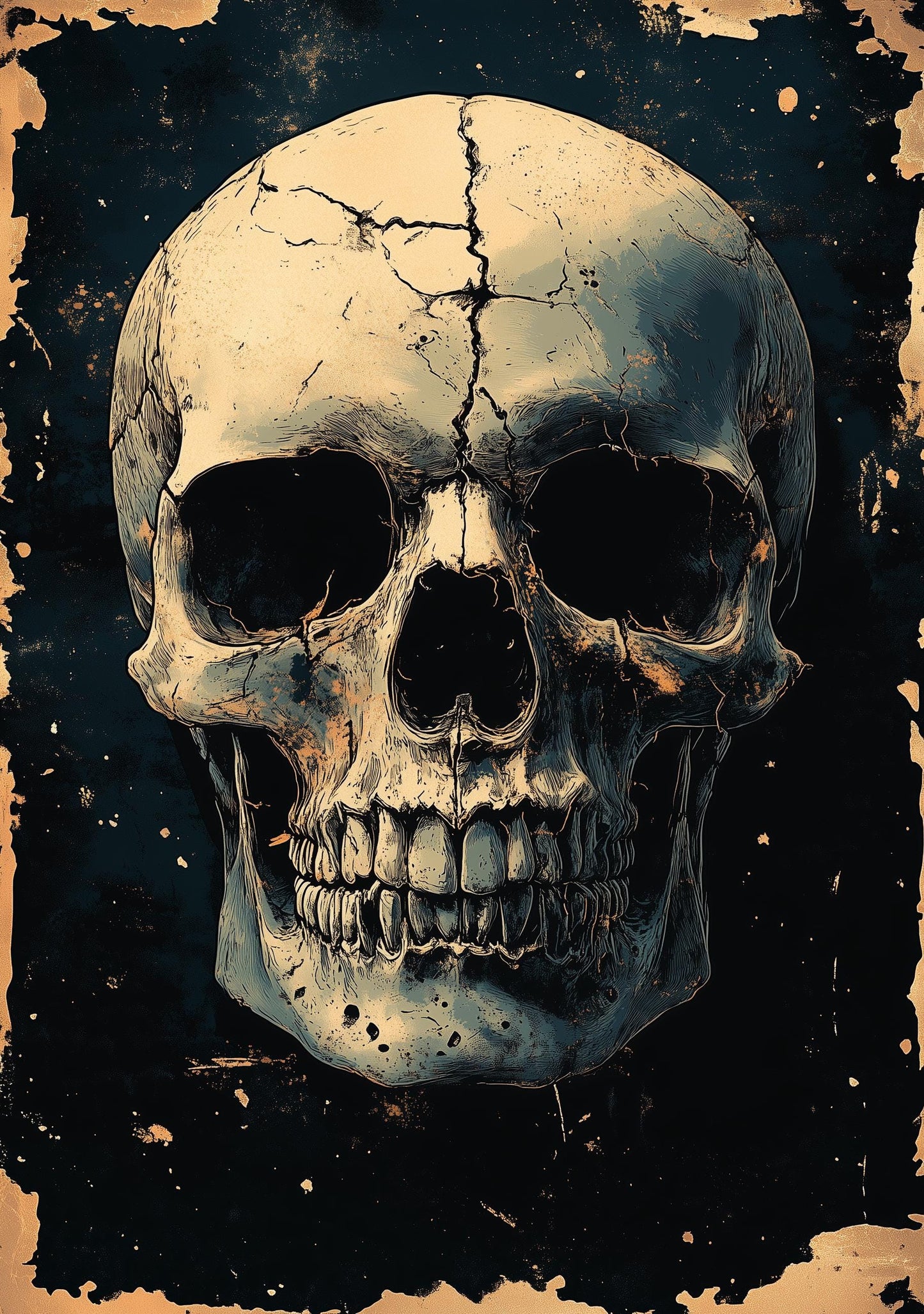 Premium Quality Art Print - Music Print Rock n Roll Skull Guitar Punk Alternative Prog Skeleton Music Festival - A4 A3 A2 - Festival Merch