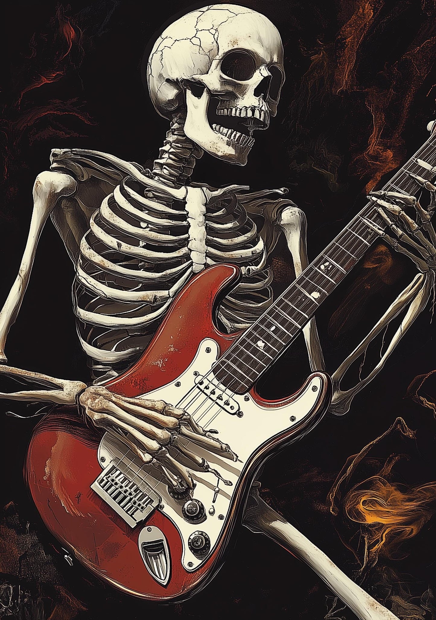 Premium Quality Art Print - Music Print Rock n Roll Skull Guitar Punk Alternative Prog Skeleton Music Festival - A4 A3 A2 - Festival Merch