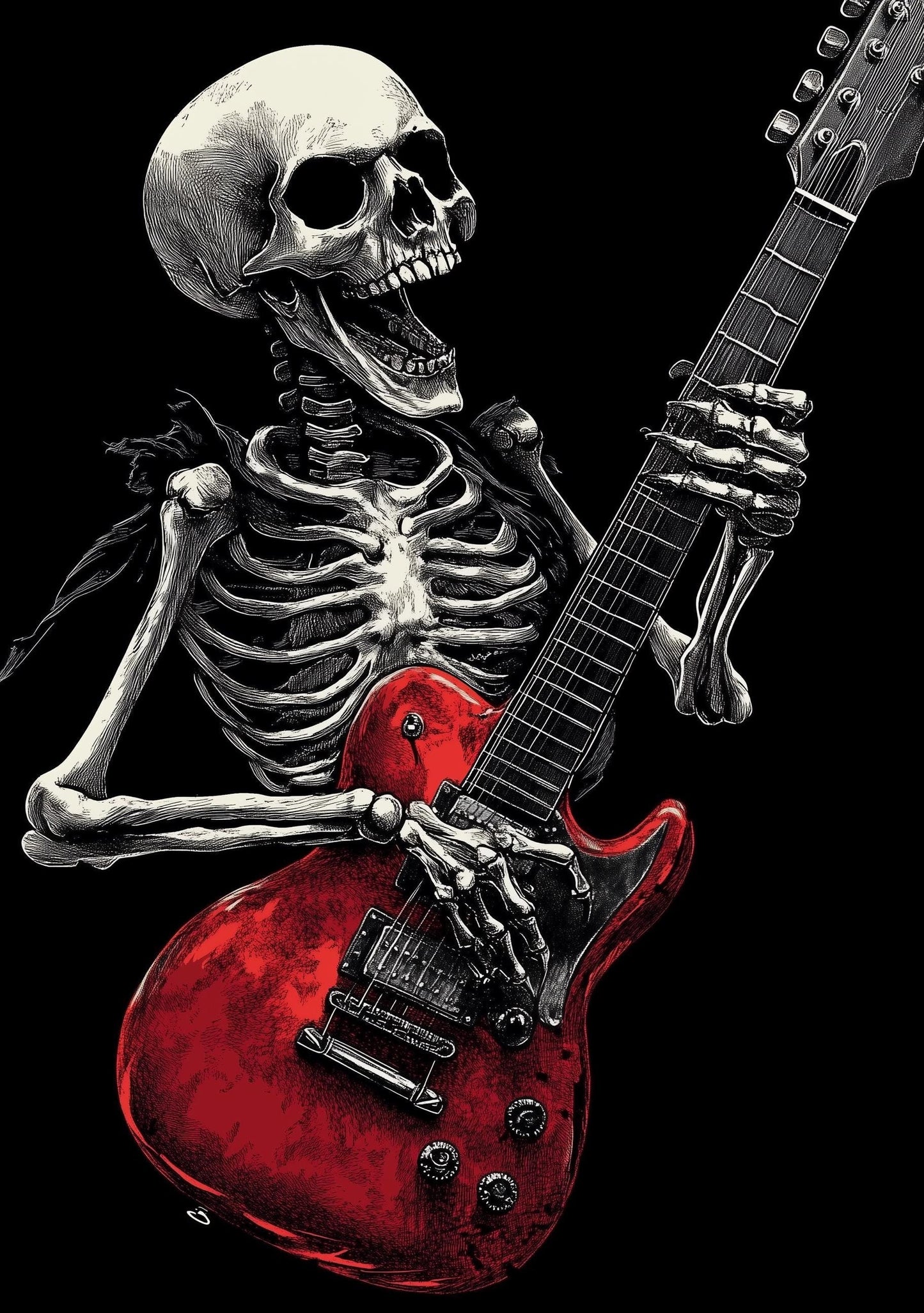 Premium Quality Art Print - Music Print Rock n Roll Skull Guitar Punk Alternative Prog Skeleton Music Festival - A4 A3 A2 - Festival Merch