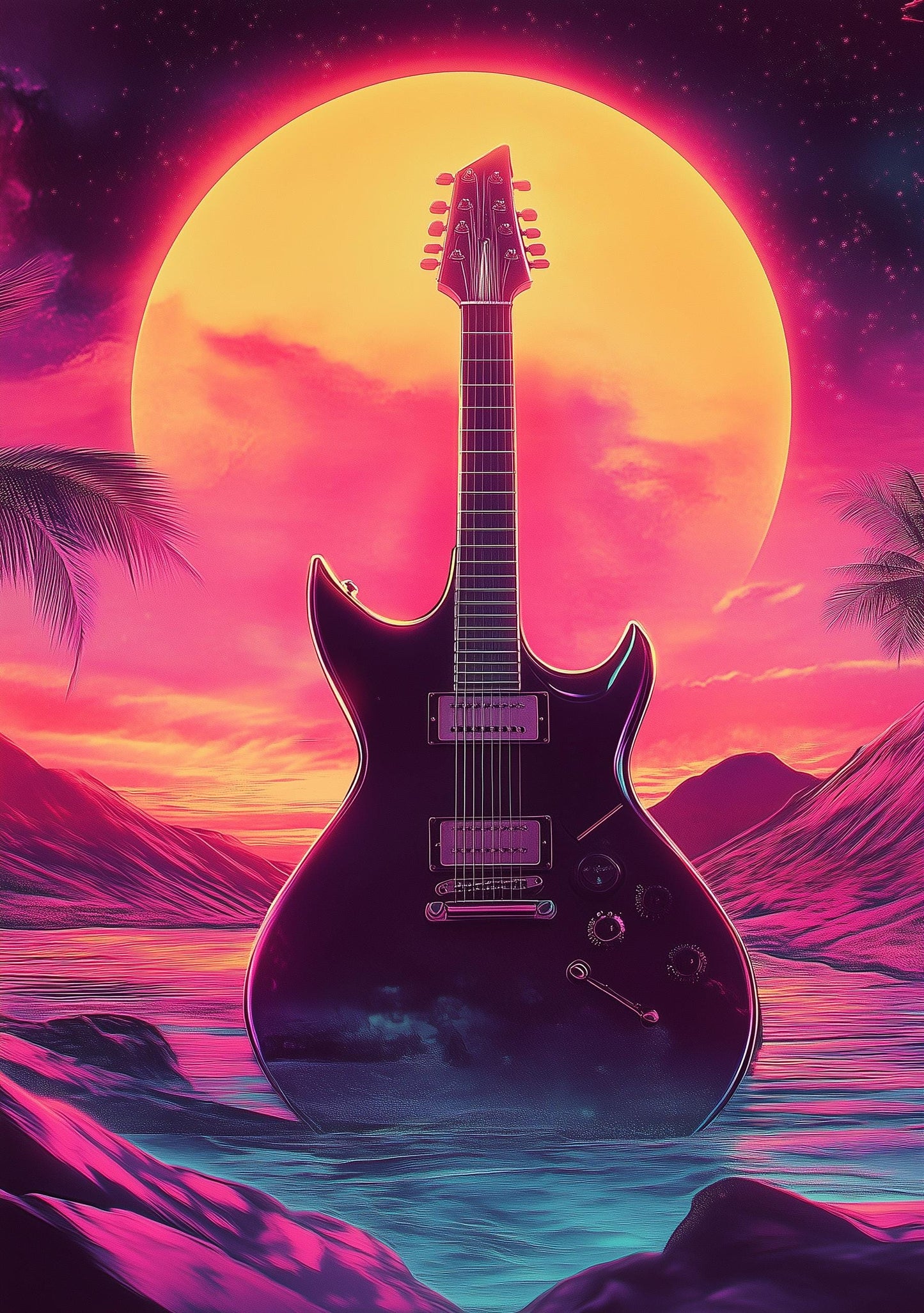 Premium Quality Art Print - Music Print Rock n Roll Skull Guitar Punk Alternative Prog Skeleton Music Festival - A4 A3 A2 - Festival Merch