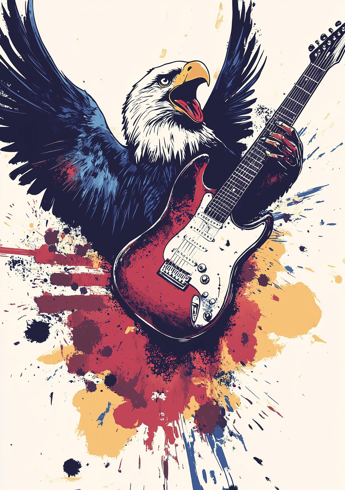 Premium Quality Art Print - Music Print Rock n Roll Skull Guitar Punk Alternative Prog Skeleton Music Festival - A4 A3 A2 - Festival Merch