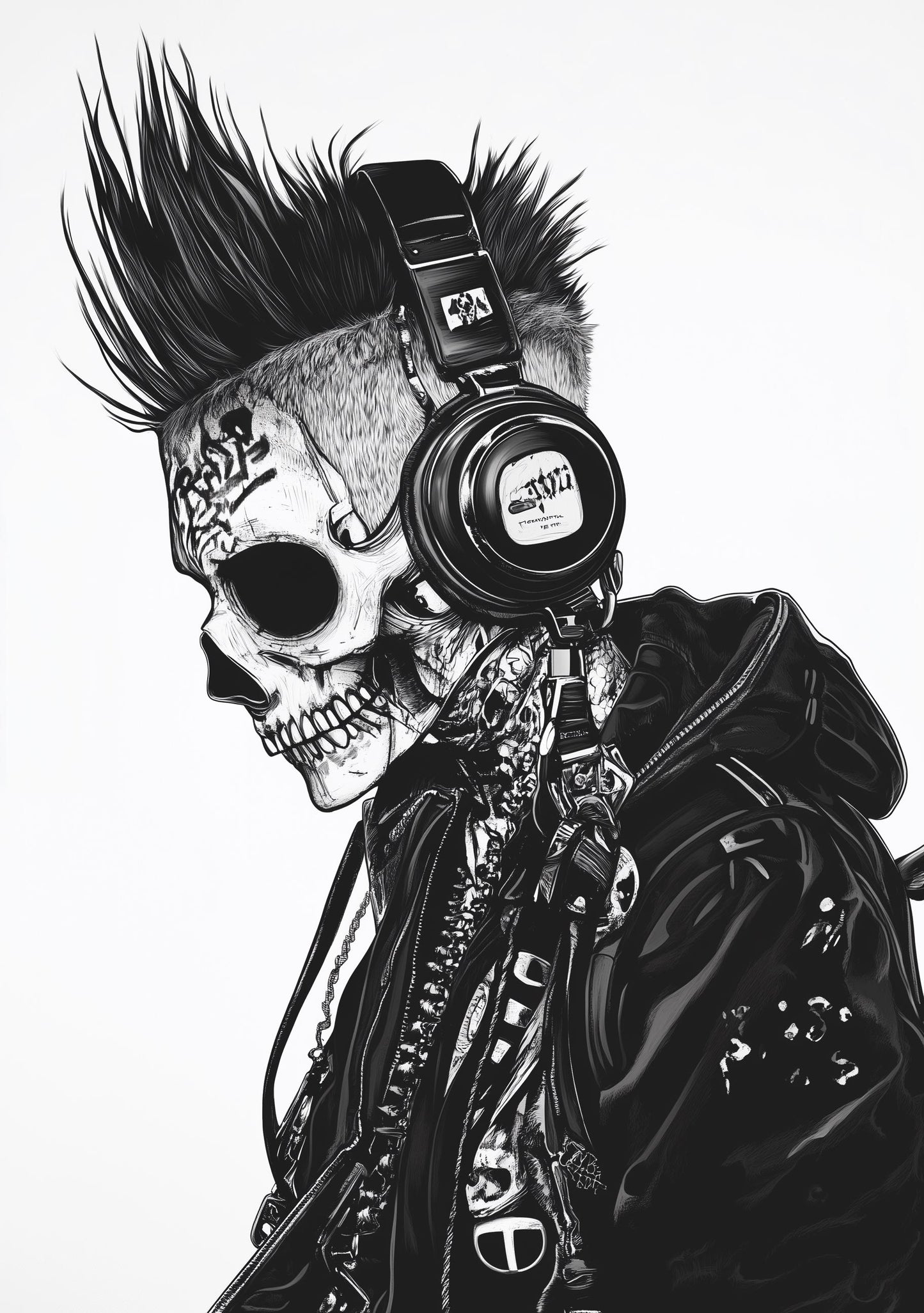 Premium Quality Art Print - Music Print Rock n Roll Skull Guitar Punk Alternative Prog Skeleton Music Festival - A4 A3 A2 - Festival Merch