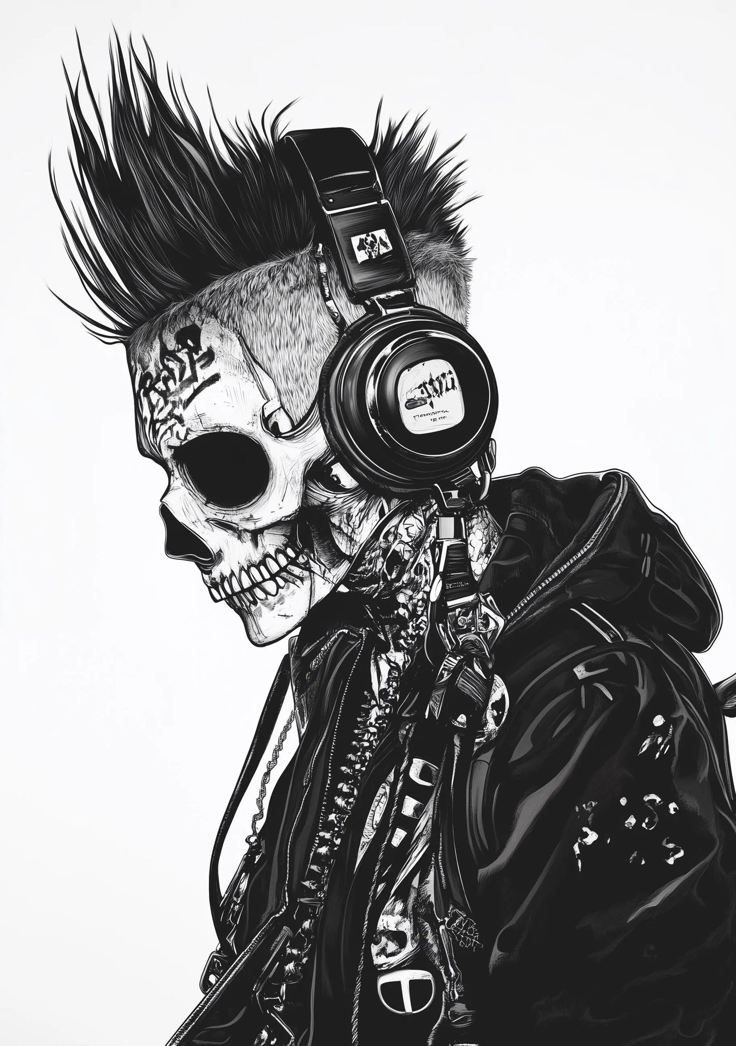 Premium Quality Art Print - Music Print Rock n Roll Skull Guitar Punk Alternative Prog Skeleton Music Festival - A4 A3 A2 - Festival Merch