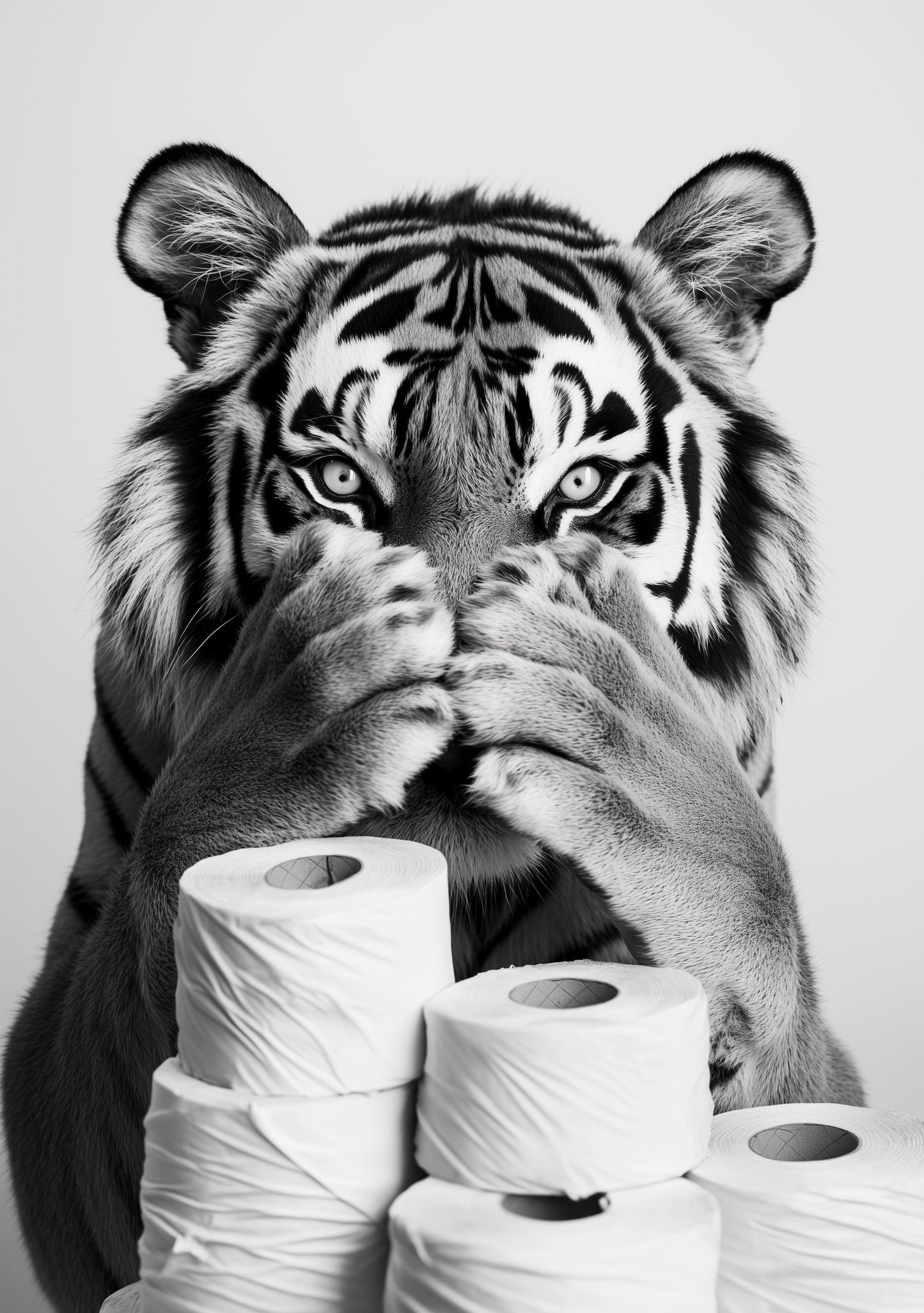 Funny bathroom Animal Tiger Print | Premium Quality UK British Printers | - Bathroom art toilet restroom Print rest room