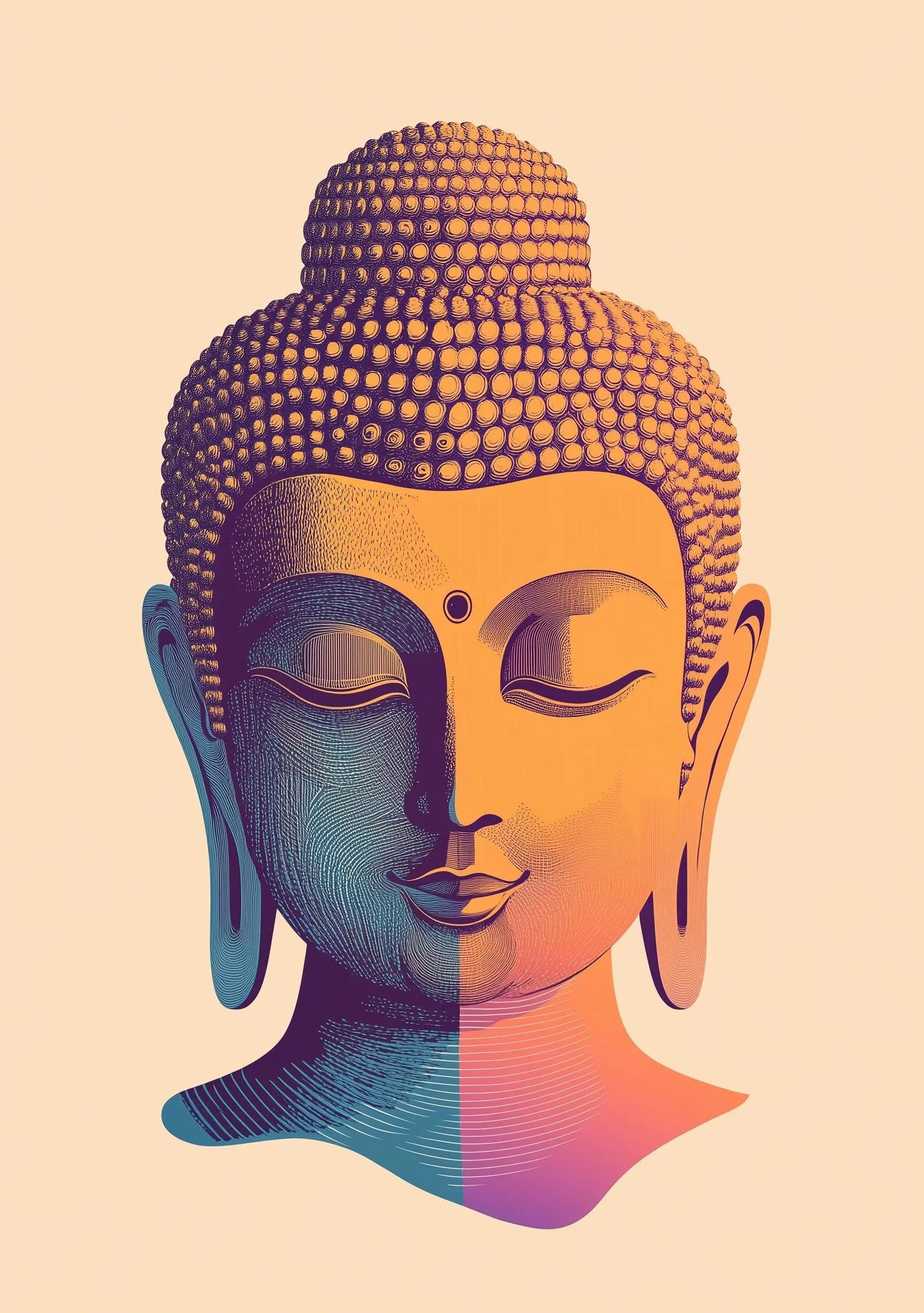 Meditation Buddha Print | Premium Quality UK British Printers | White Lotus Inspired Buddhist - Thailand India Sri Lanka Cambodia Asia