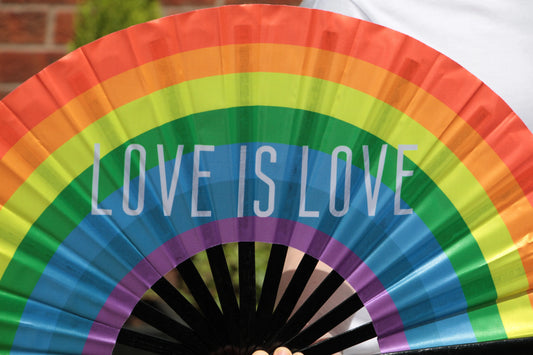 Pride Flag Large Clack Fan - 66cm - Giant Festival Hand fan- LGBT Rainbow