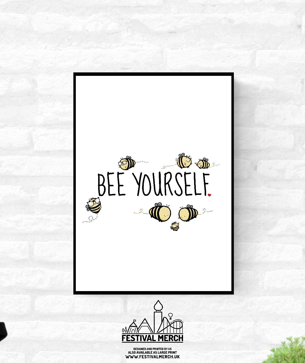 Bee Yourself Print - Celebrate diversity LGBT Pride Rainbow Love is love - A4 A3 A2 - Festival Merch
