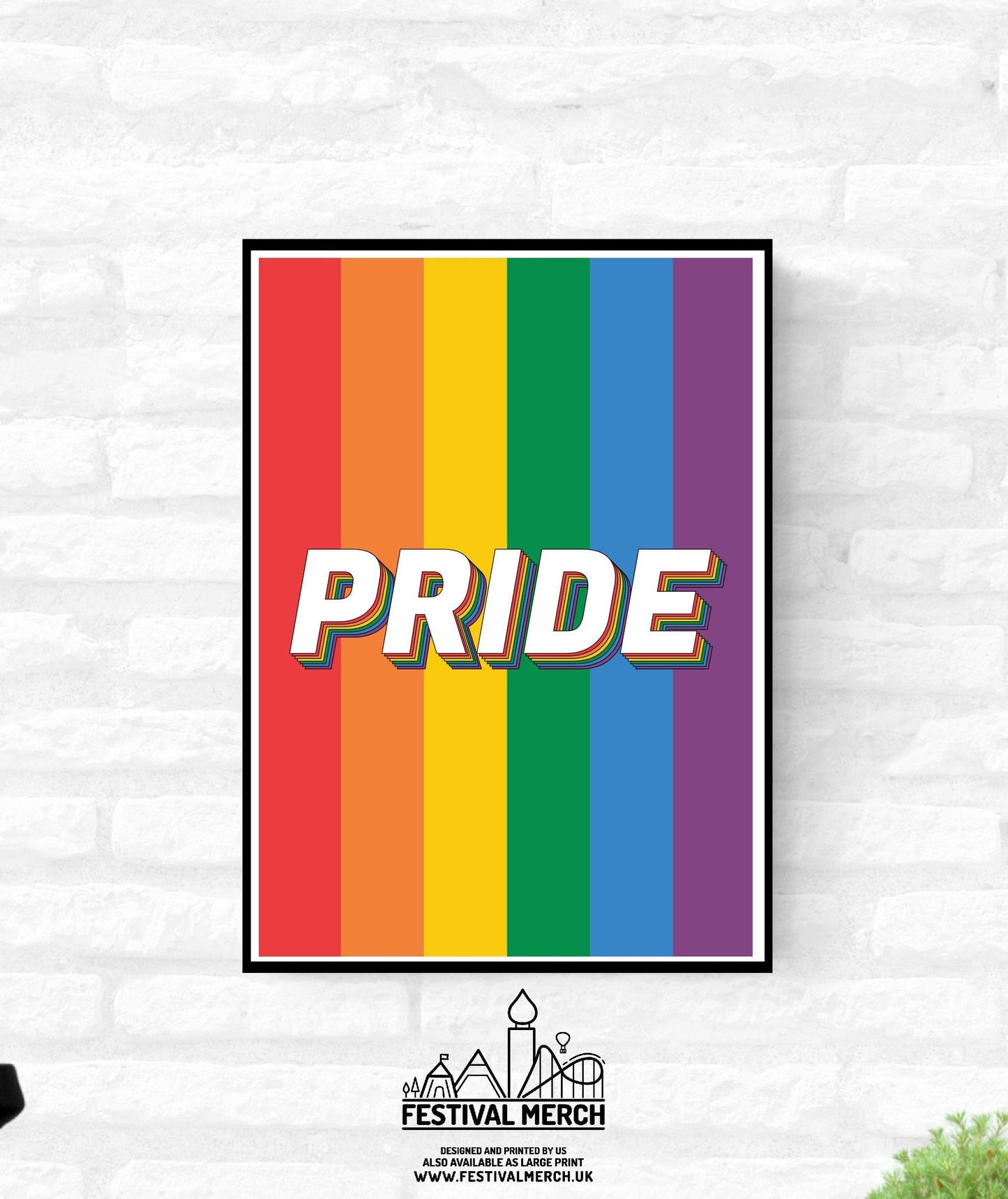 Rainbow Pride Flag Print LGBT Gay lesbian bi trans - home decor - A4 A3 A2 - Festival Merch