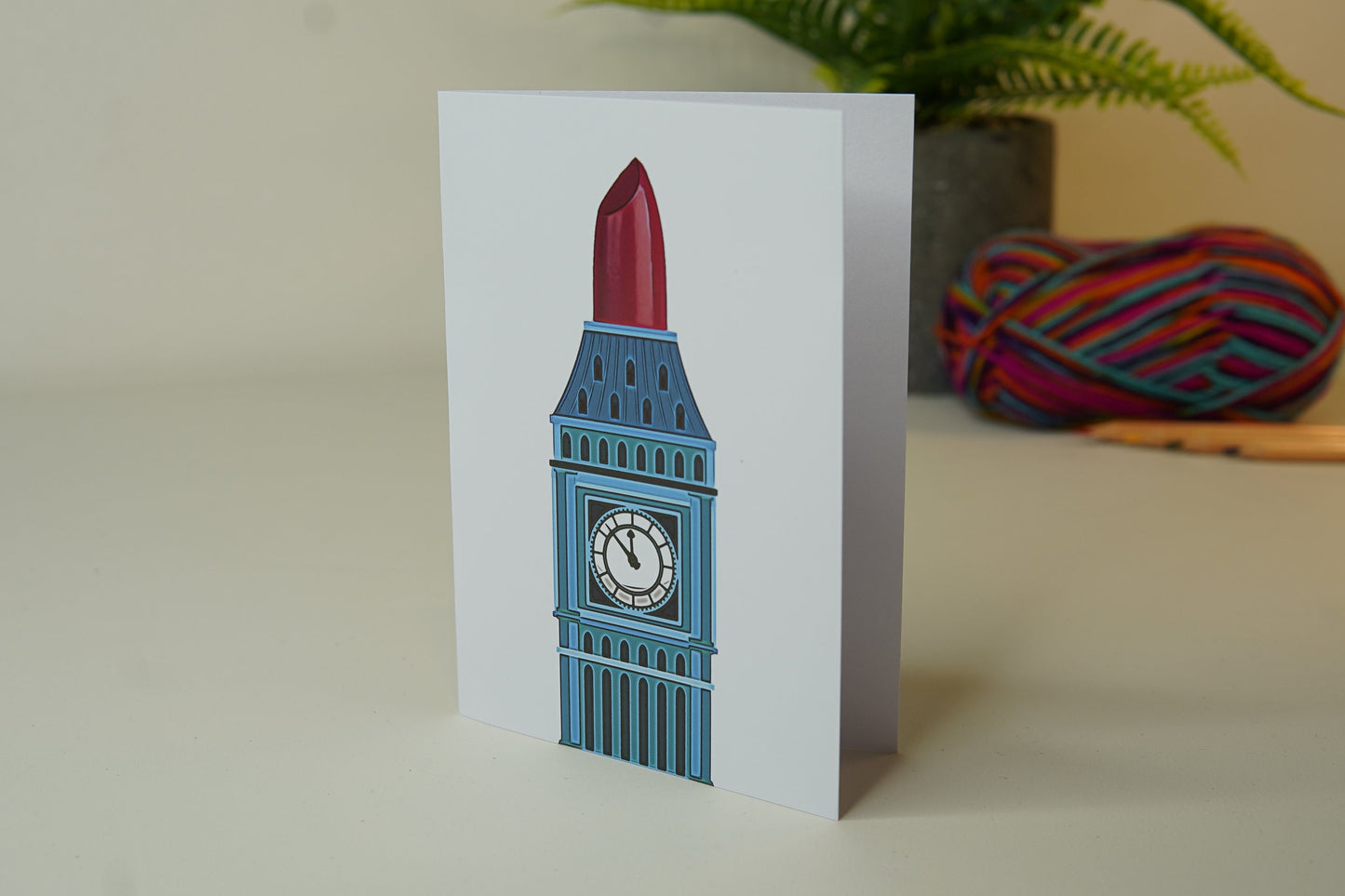 Big Ben Lipstick design - Greetings card - London tourist Londoner LDN Drag Make up artist - Ru Paul's drag race UK inspired