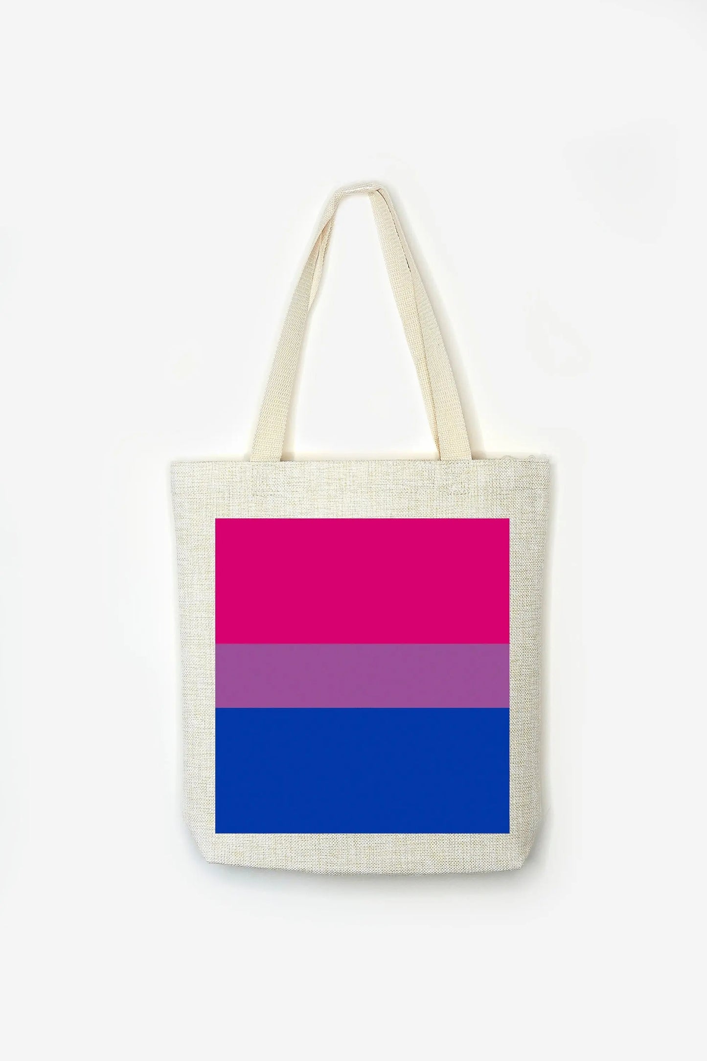 Bi Flag Tote Bag - Premium Linen Cotton Canvas - Pride Flag LGBT Bisexual - Festival Merch