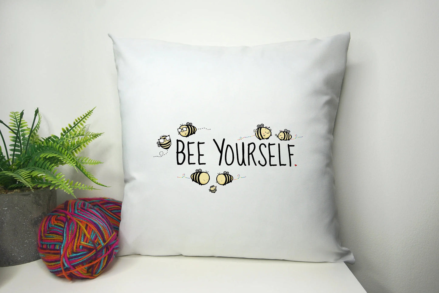 Bee Cushion Cover 40cm by 40cm Polyester - No filling - Bee yourself Bumblebee Pillowcase - Festival Merch
