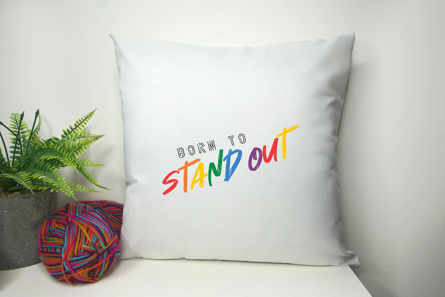 Rainbow Pride Flag Cushion Cover 40cm by 40cm - No filling -Born to standout - Home Decor Pillowcase - Festival Merch